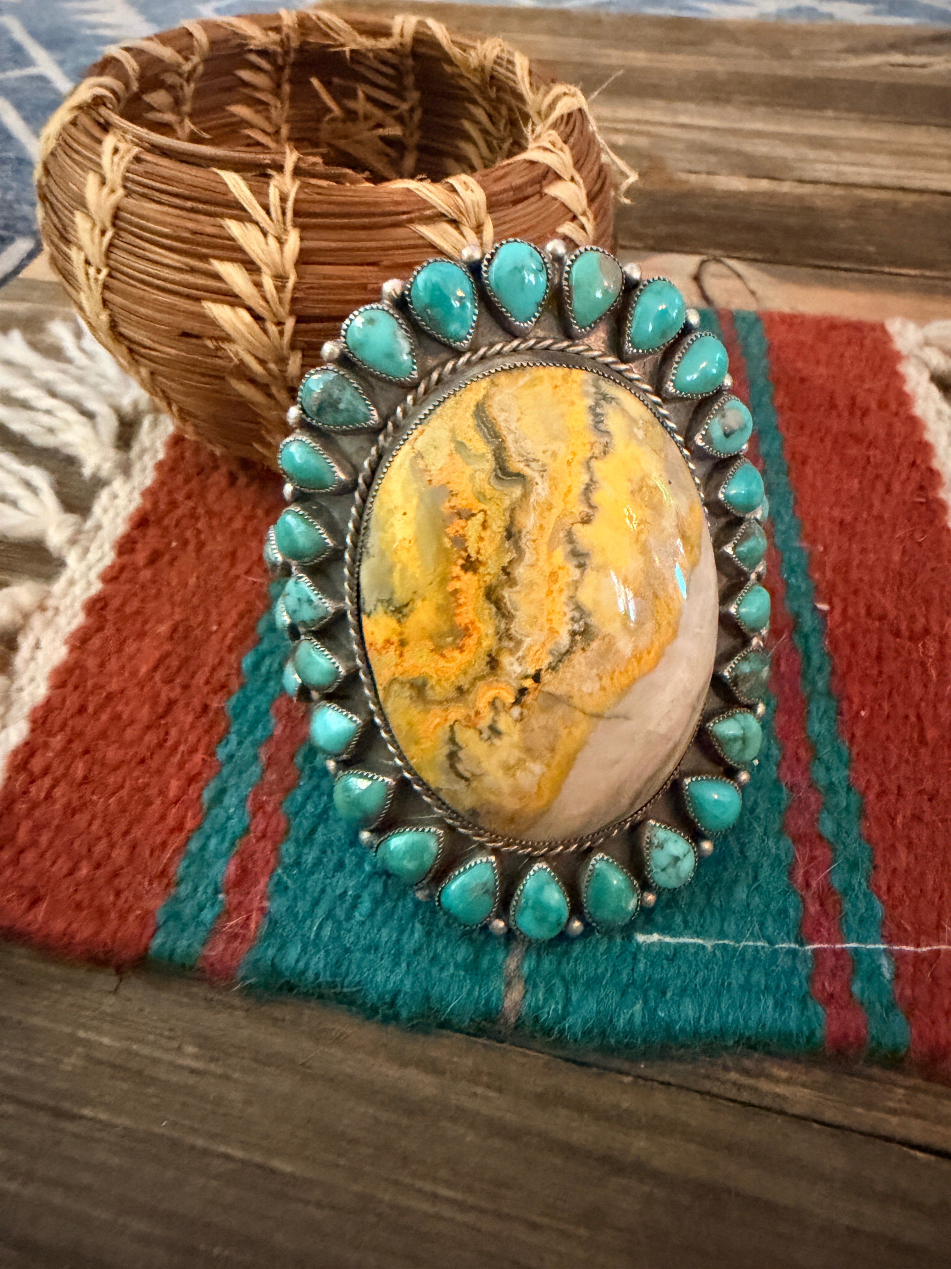 Handcrafted Sterling Silver, Turquoise & Bumblebee Cuff Bracelet
