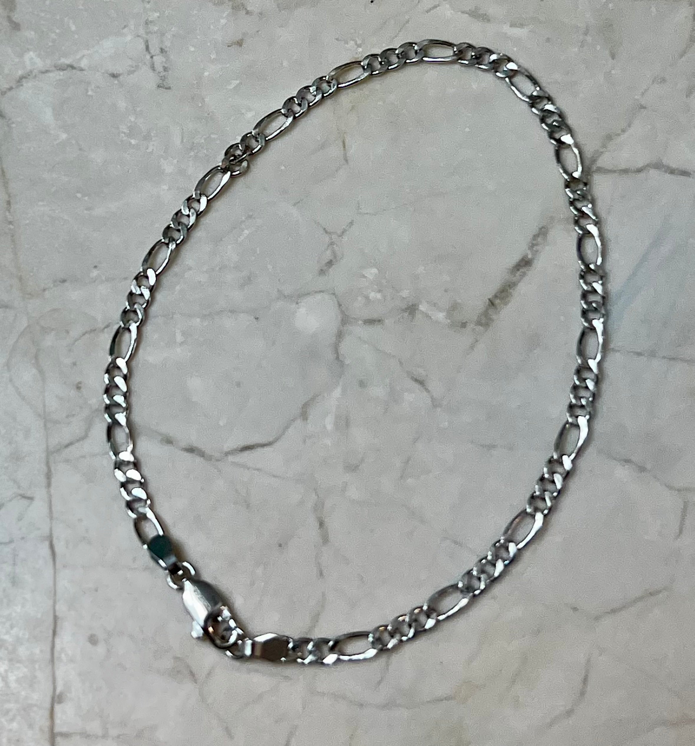 Sterling Silver Figaro Chain Bracelet 7”