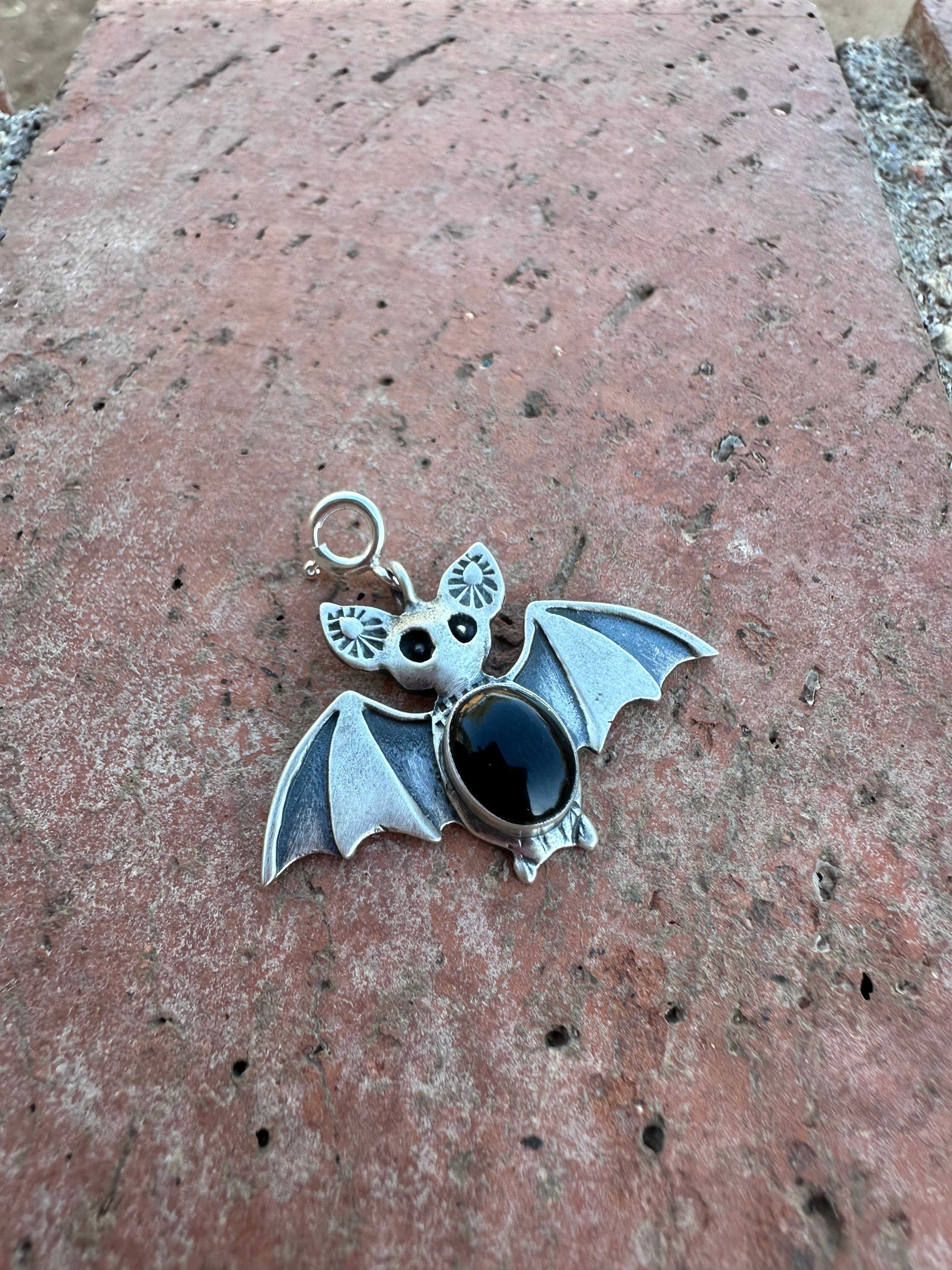 Halloween Collection Sterling Silver & Onyx Bat Charm