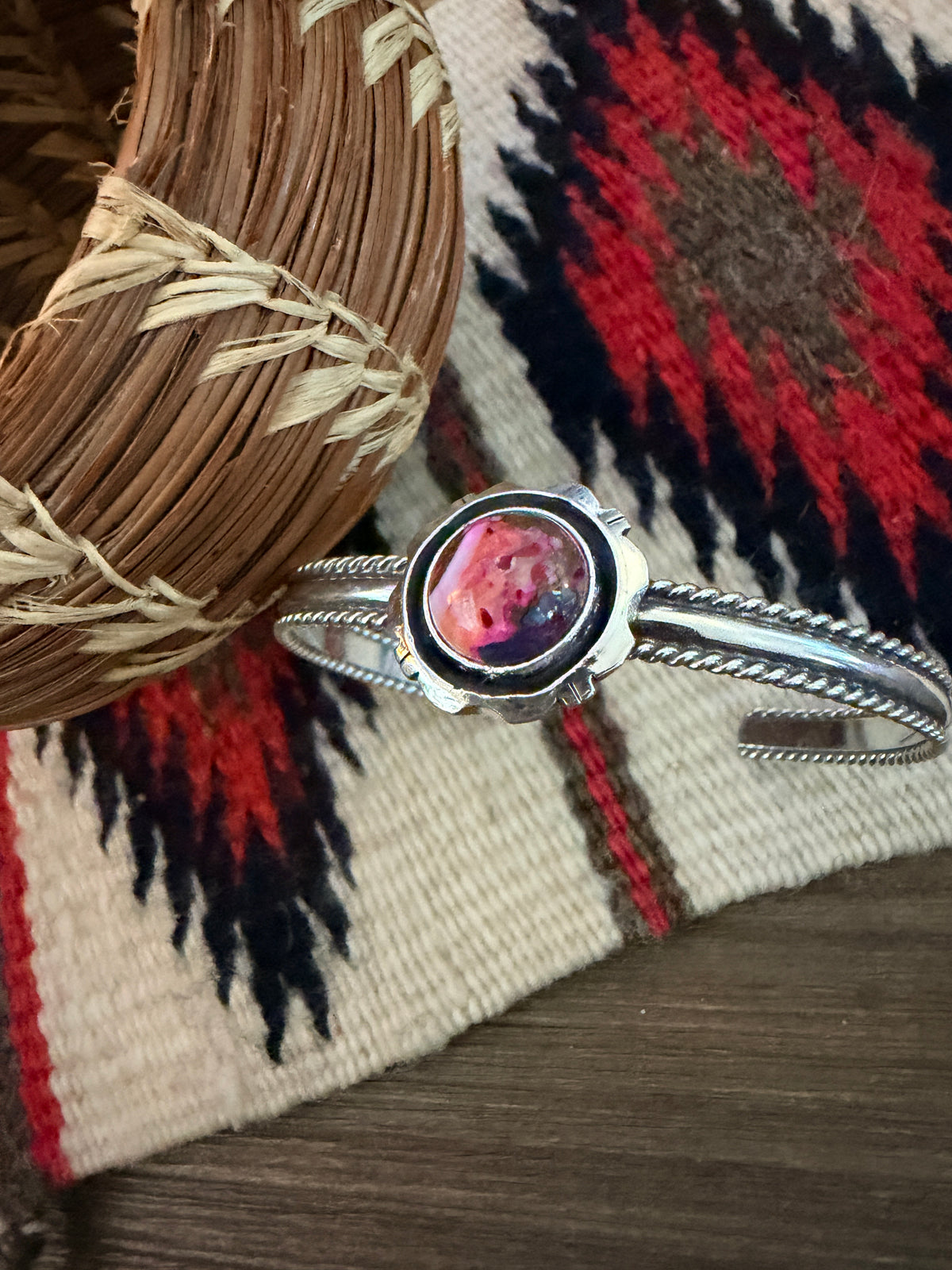 Handcrafted Pink Dream Mojave & Sterling Silver Cuff Bracelet