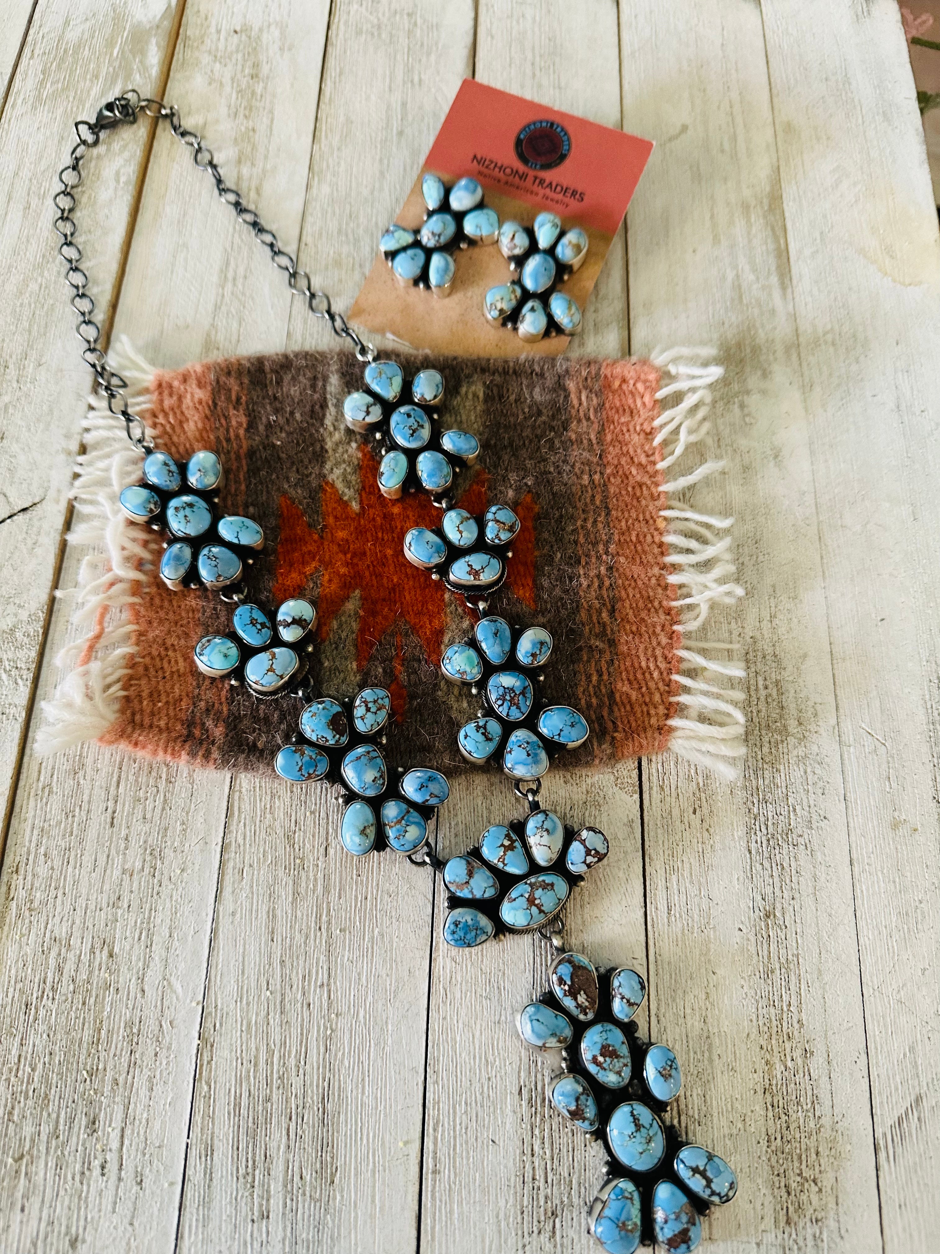 Navajo Golden Hills Turquoise & Sterling Silver Necklace Set