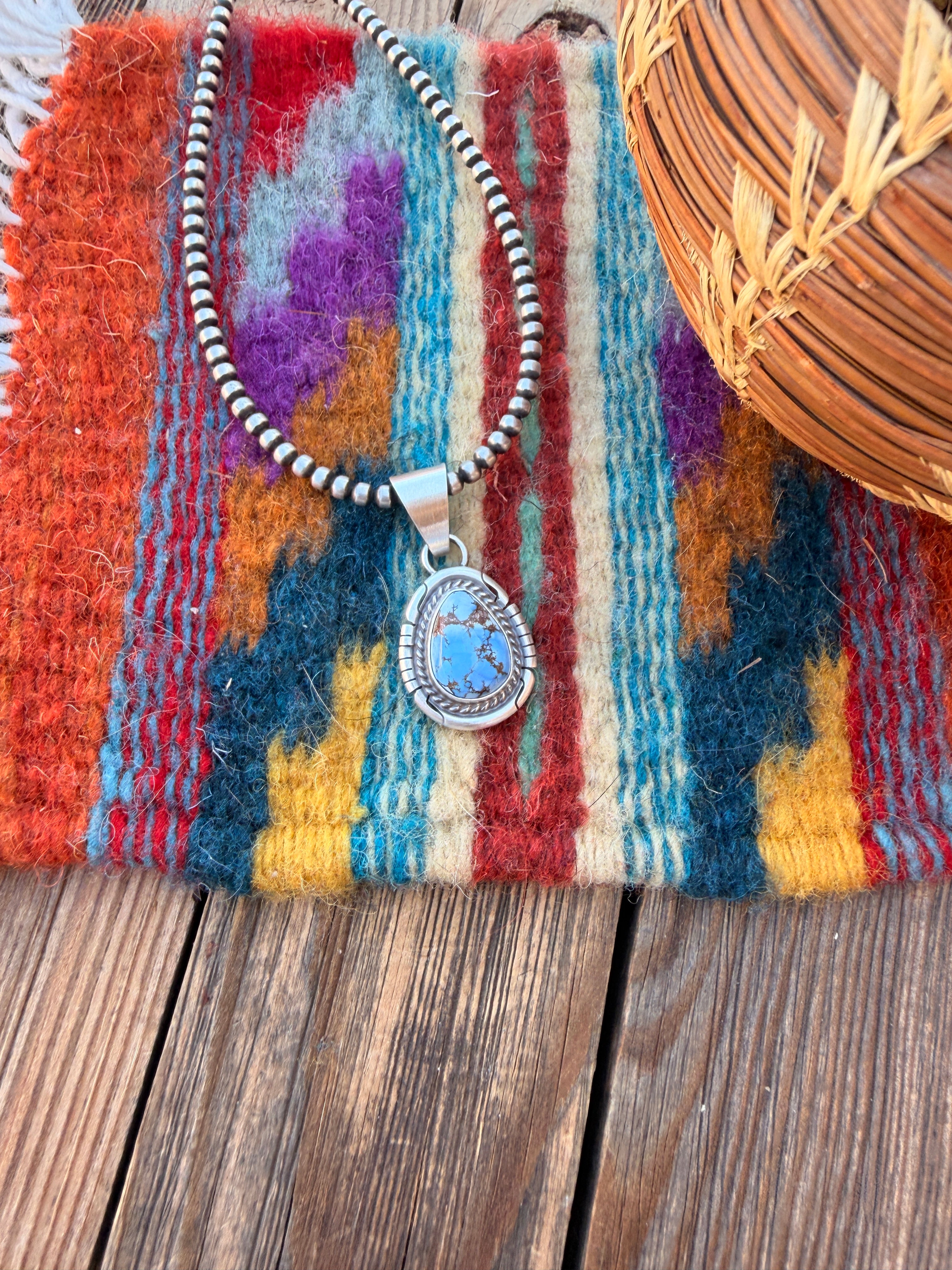 Handcrafted Sterling Silver & Golden Hills Turquoise Pendant by David Skeets