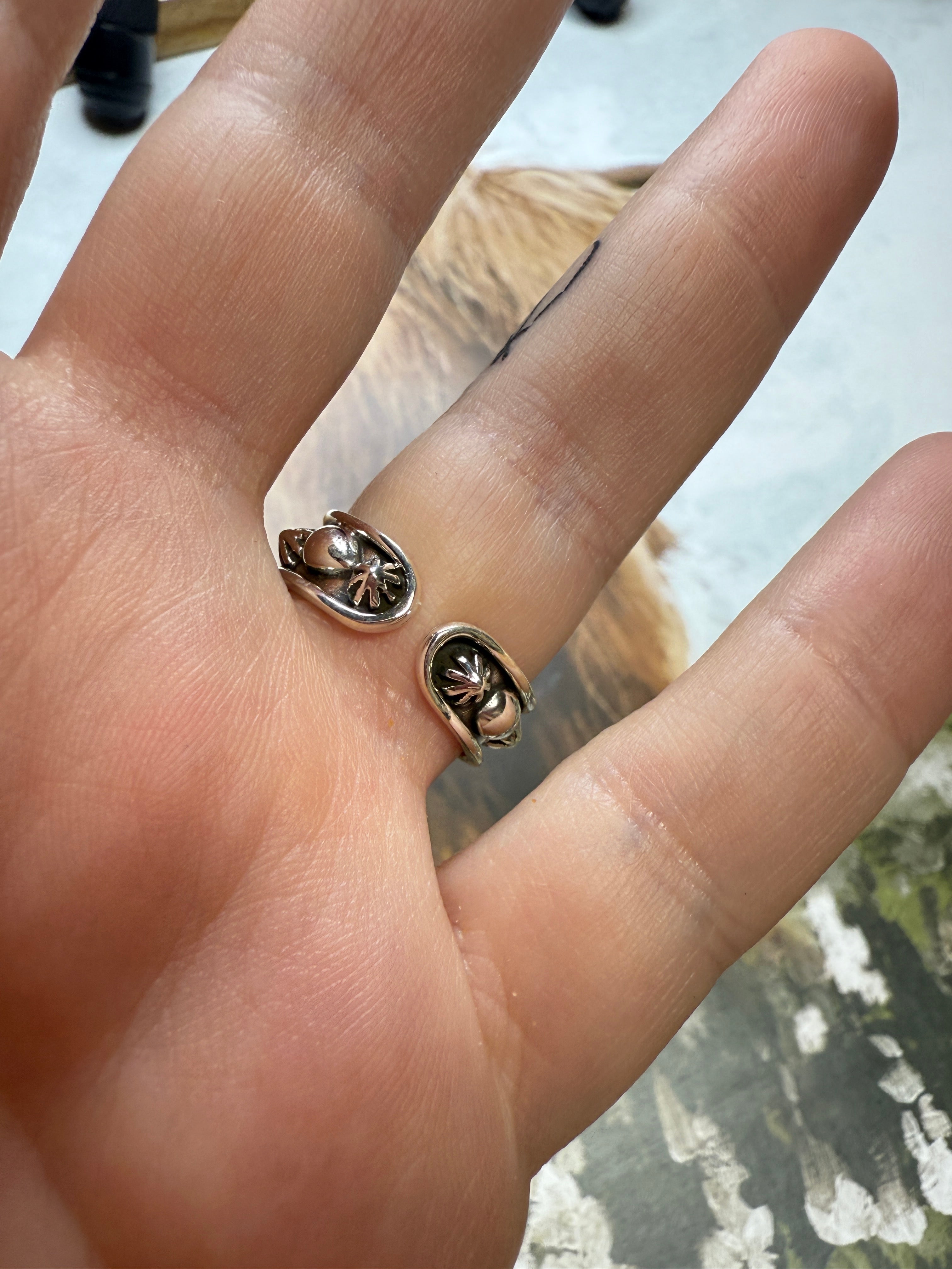 Handmade Sterling Silver Concho Drop Stacker Adjustable Band Ring