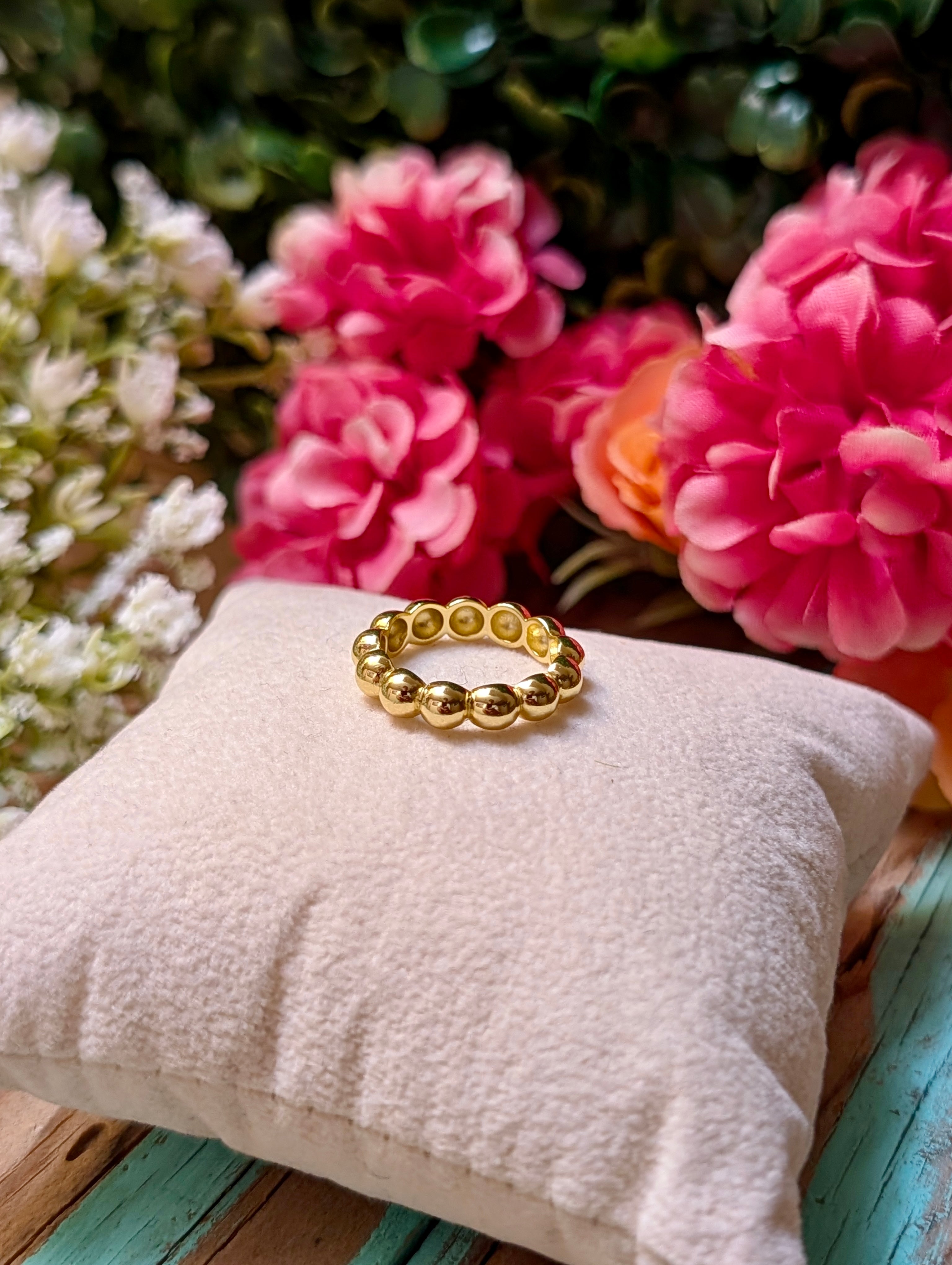 14k Gold Plated Sterling Silver Chunky Bubble Ring Size 6