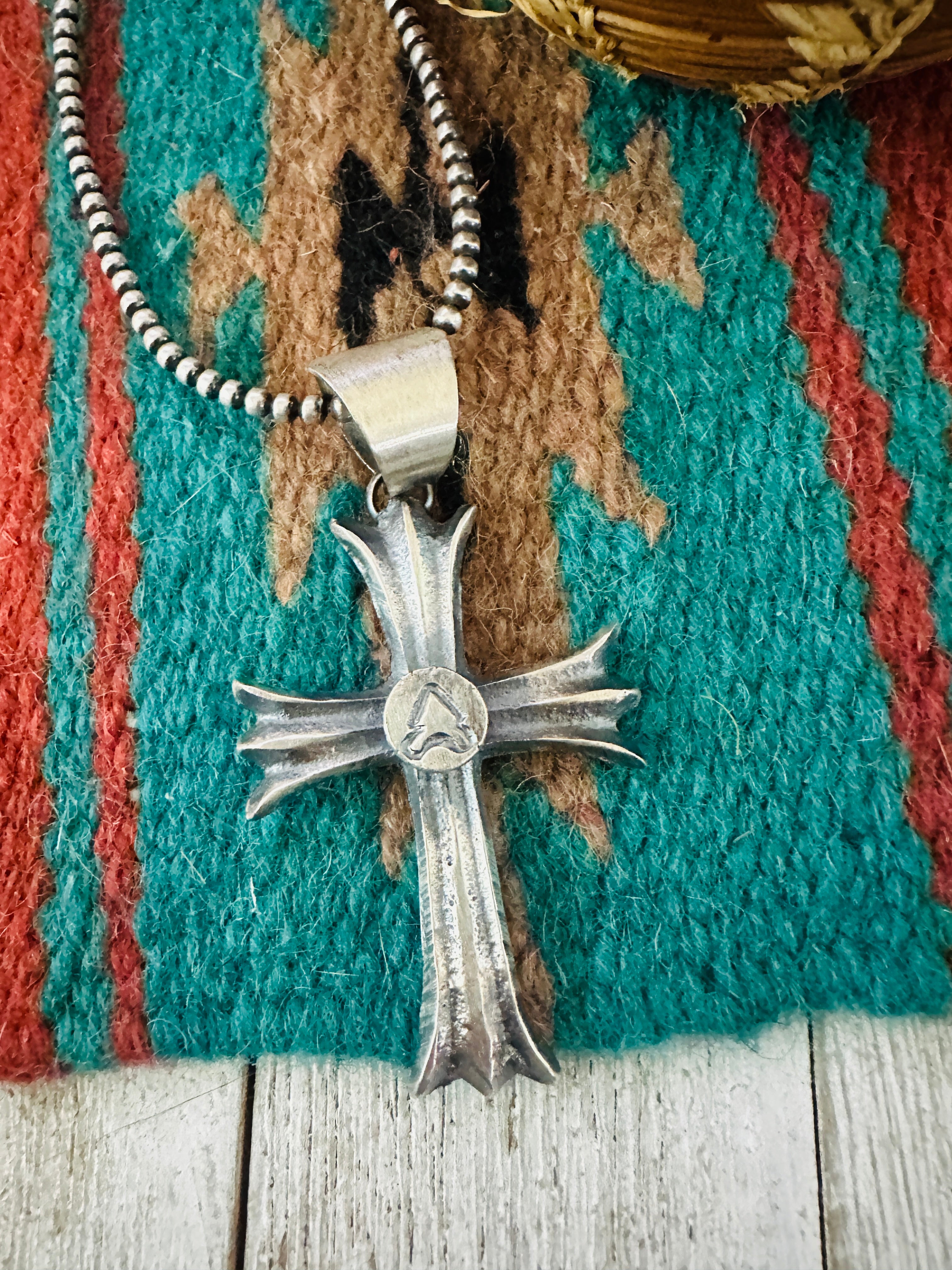 Handcrafted Sterling Silver Cross Arrow Pendant by Chimney Butte