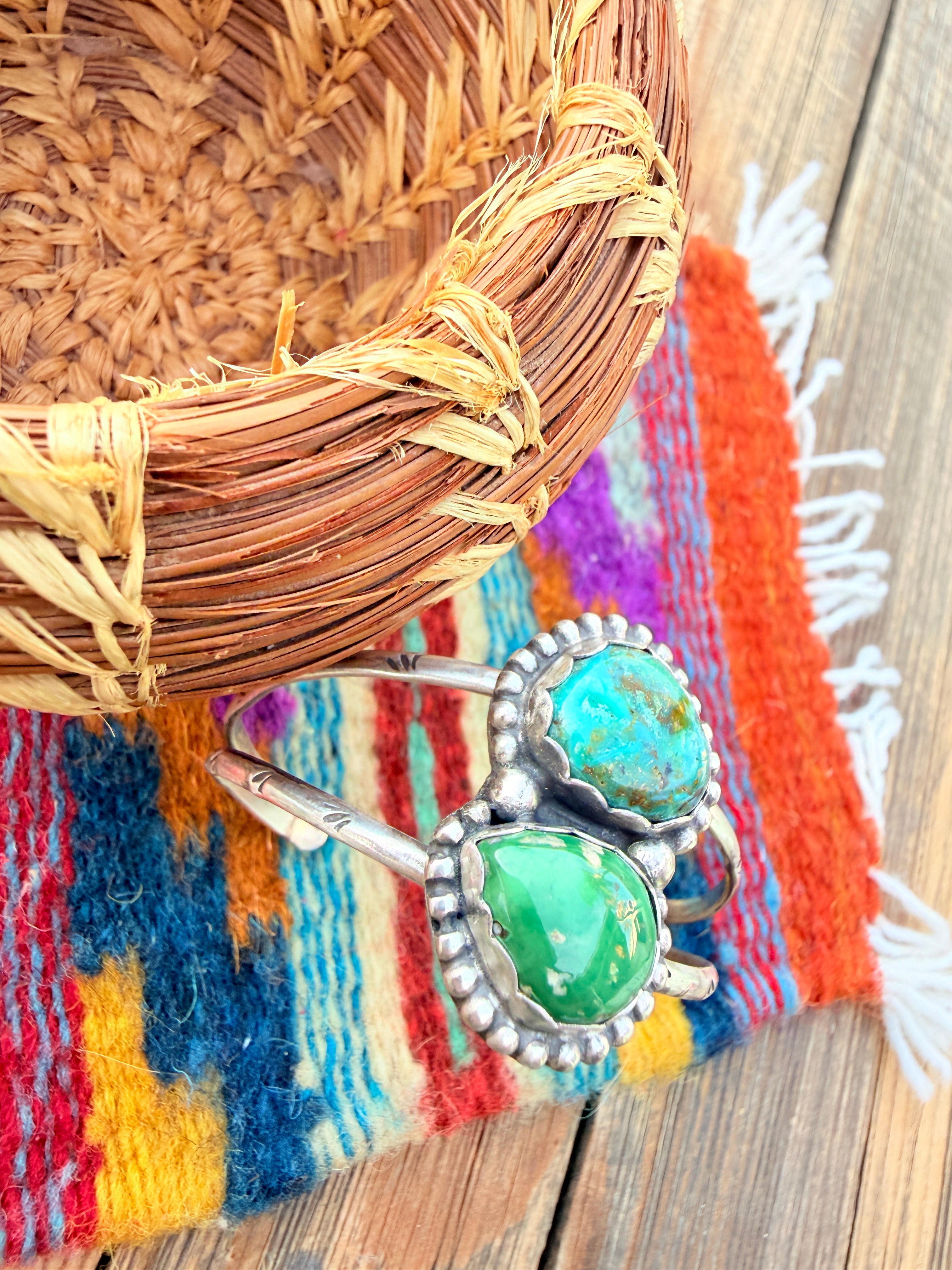 Handcrafted Sonoran Gold Turquoise & Sterling Silver Cuff Bracelet