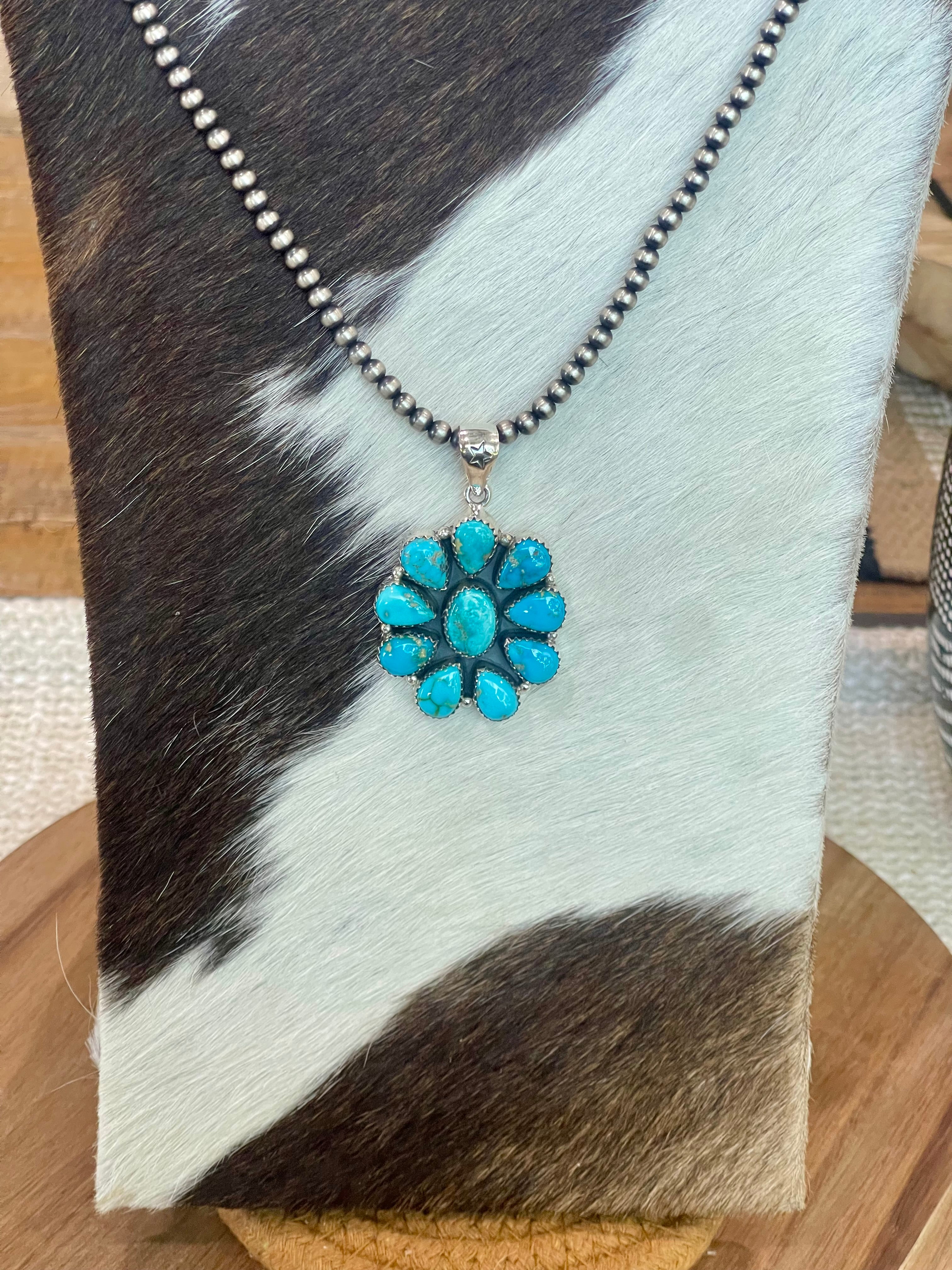 Handcrafted Sterling Silver & South Hill Sonoran Turquoise Cluster Pendant