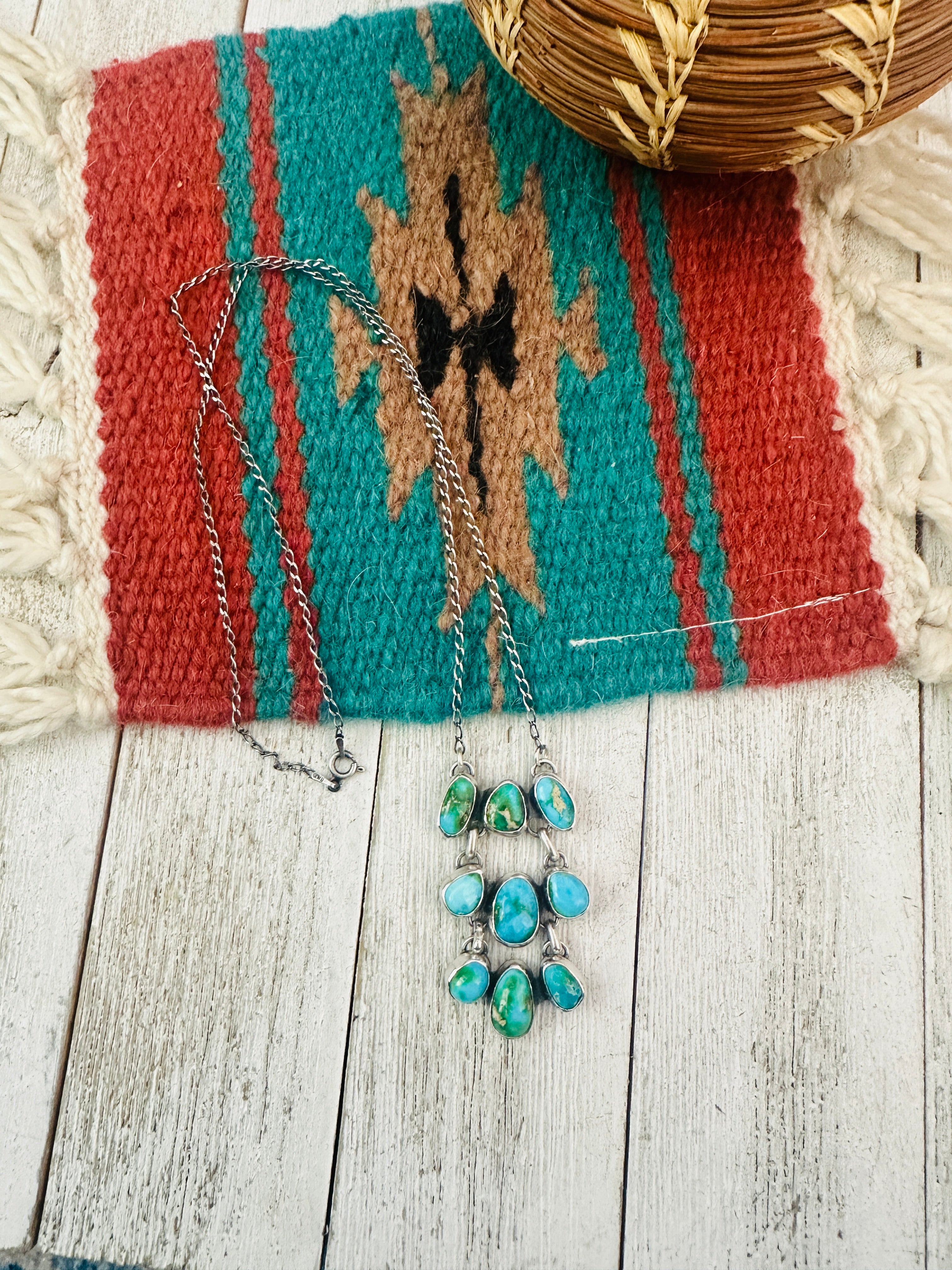 Navajo Sterling Silver & Sonoran Mountain Turquoise Necklace