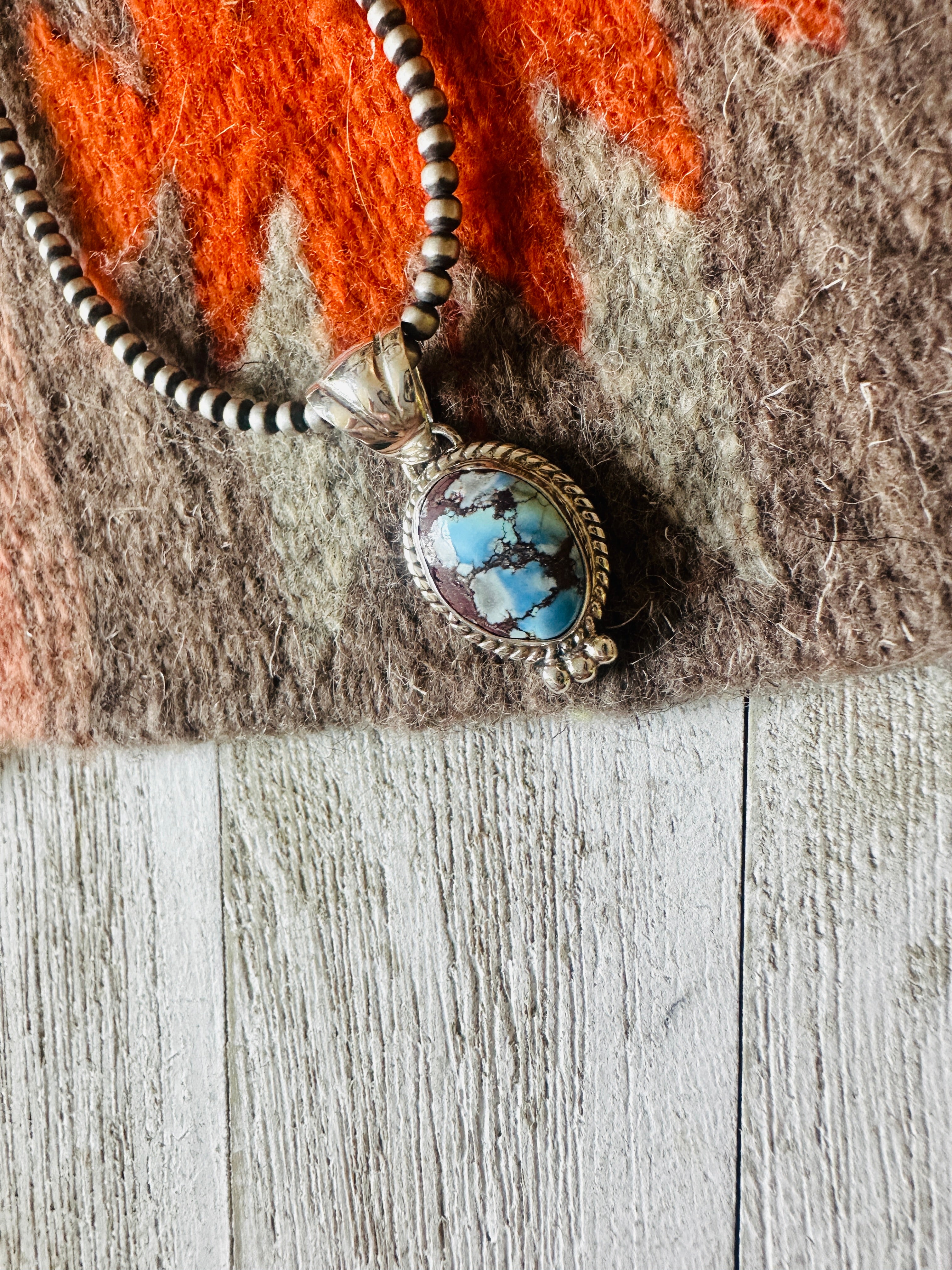 Navajo Golden Hills Turquoise and Sterling Silver Pendant