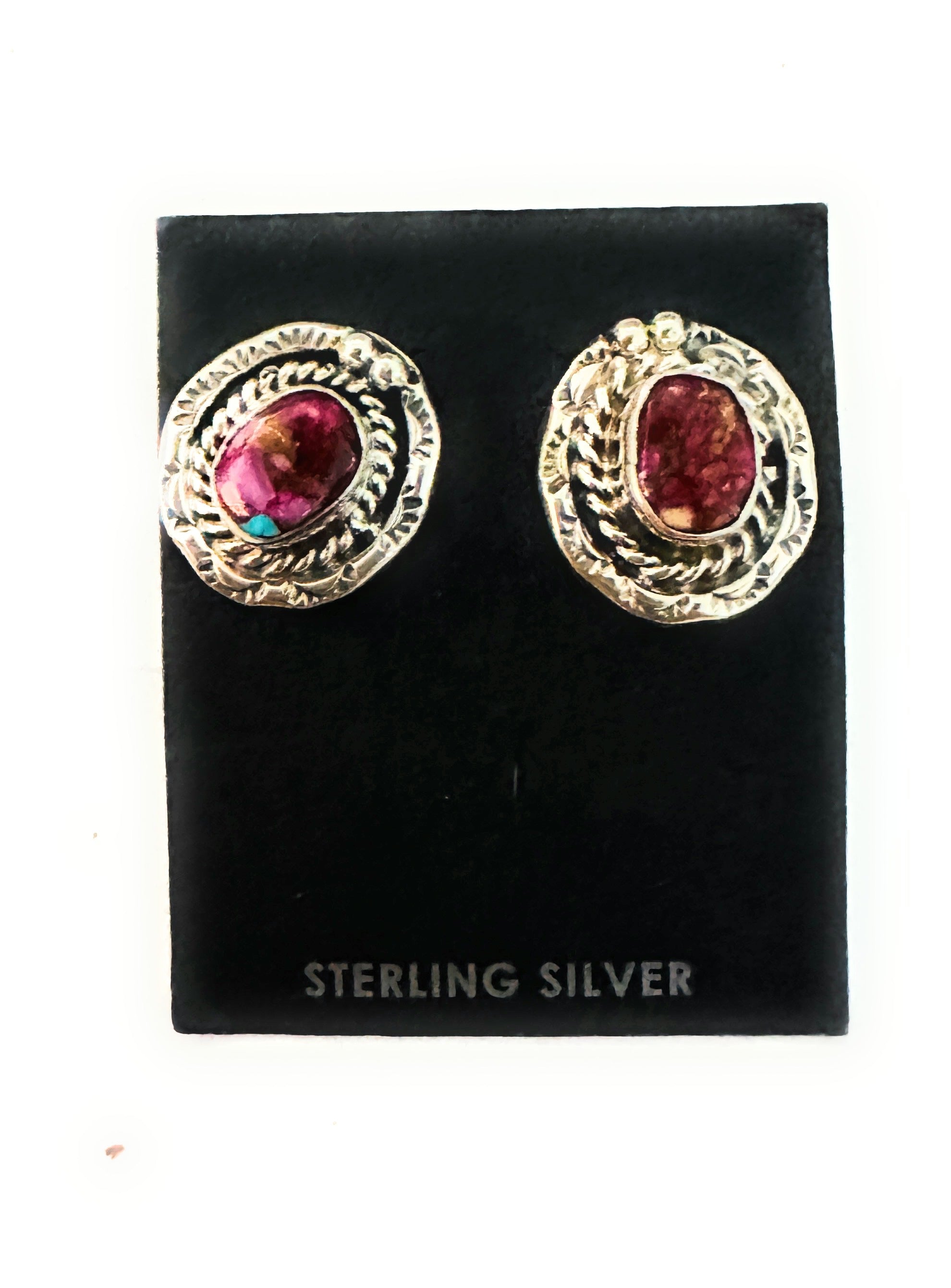 Navajo Pink Dream Mojave & Sterling Silver Post Earrings