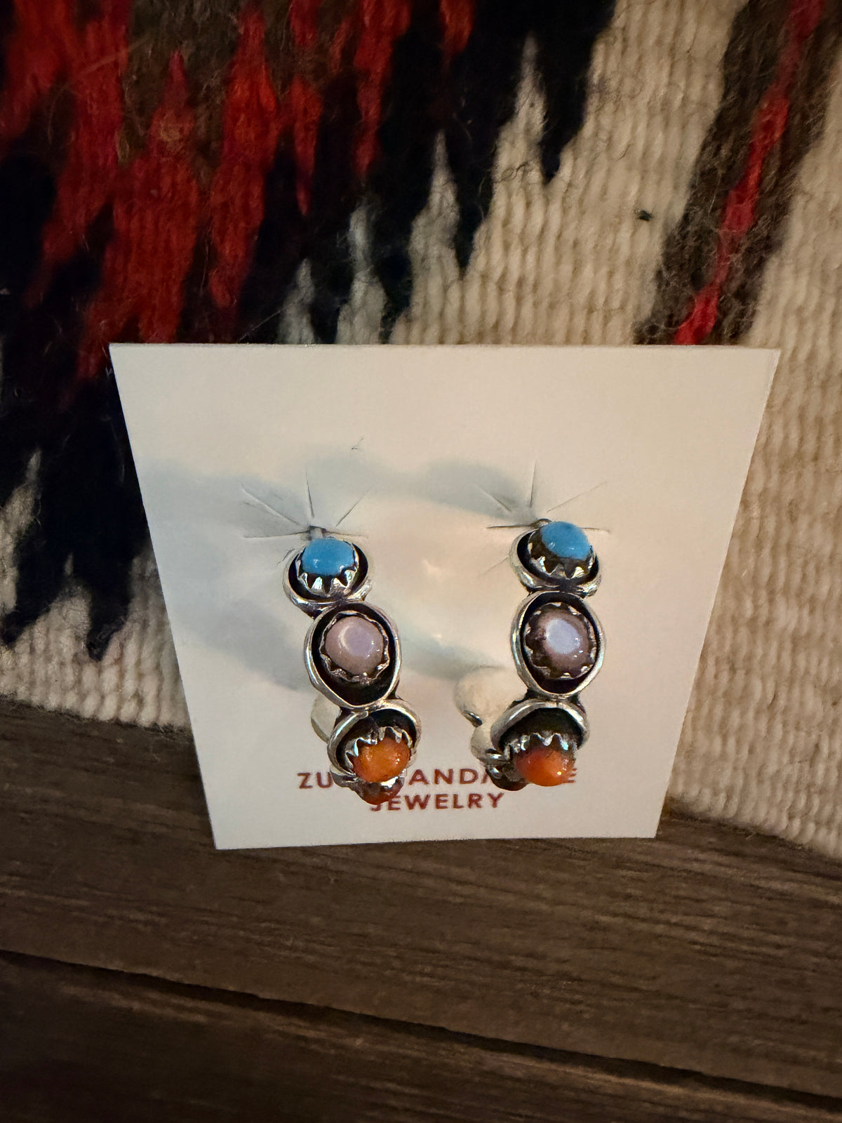 Handcrafted Sterling Silver & Multi Stone Hoop Earrings