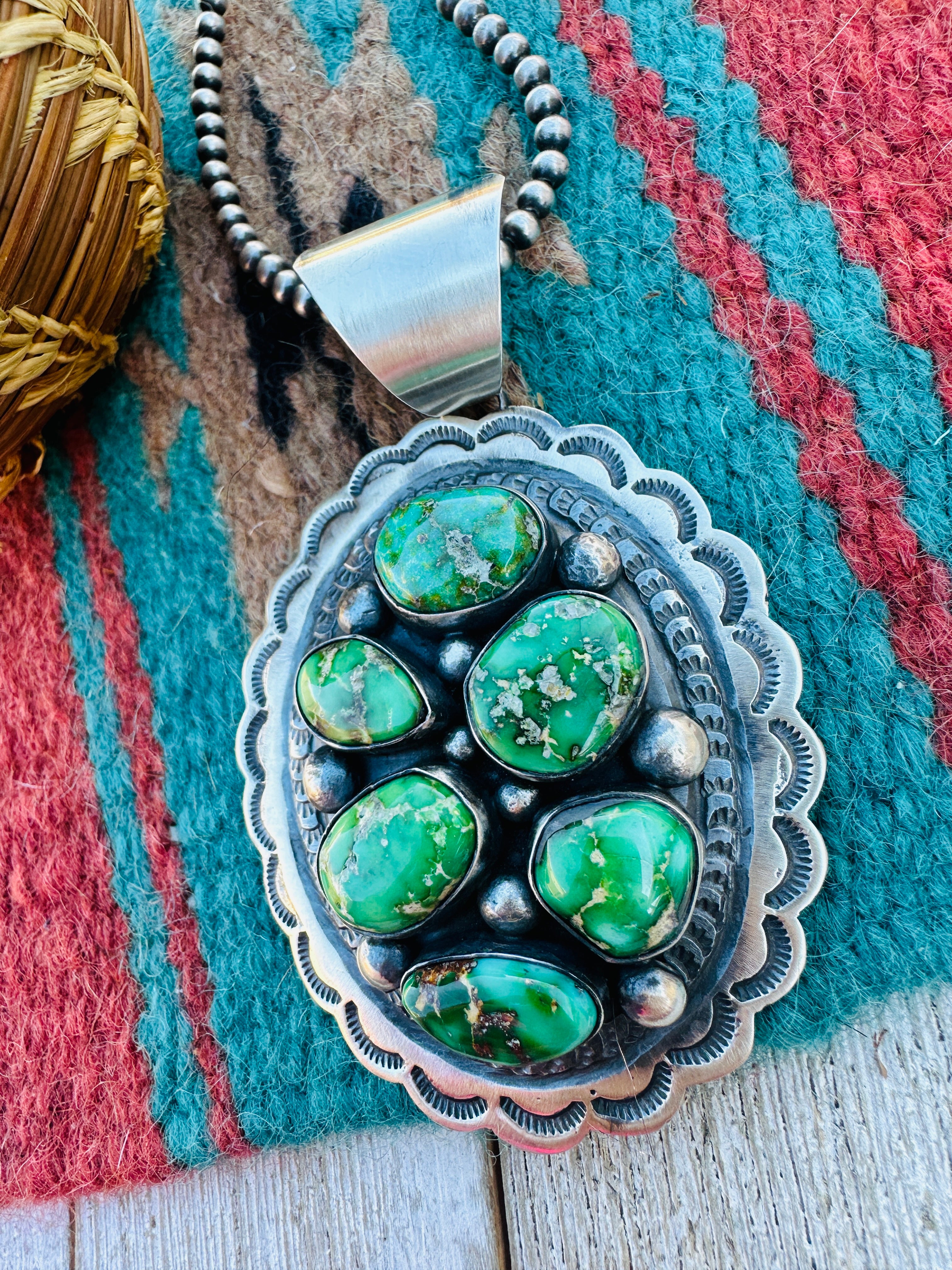 Handcrafted Sterling Silver & Sonoran Mountain Turquoise Pendant by Chimney Butte