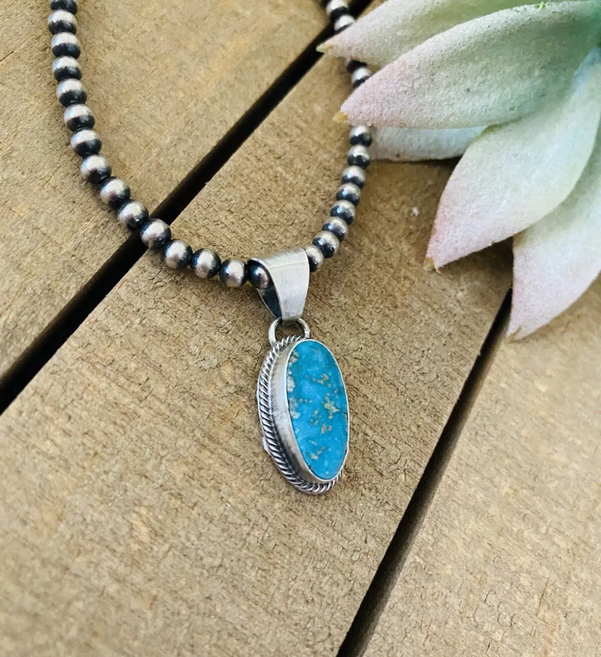 Navajo Kingman Turquoise & Sterling Silver Pendant