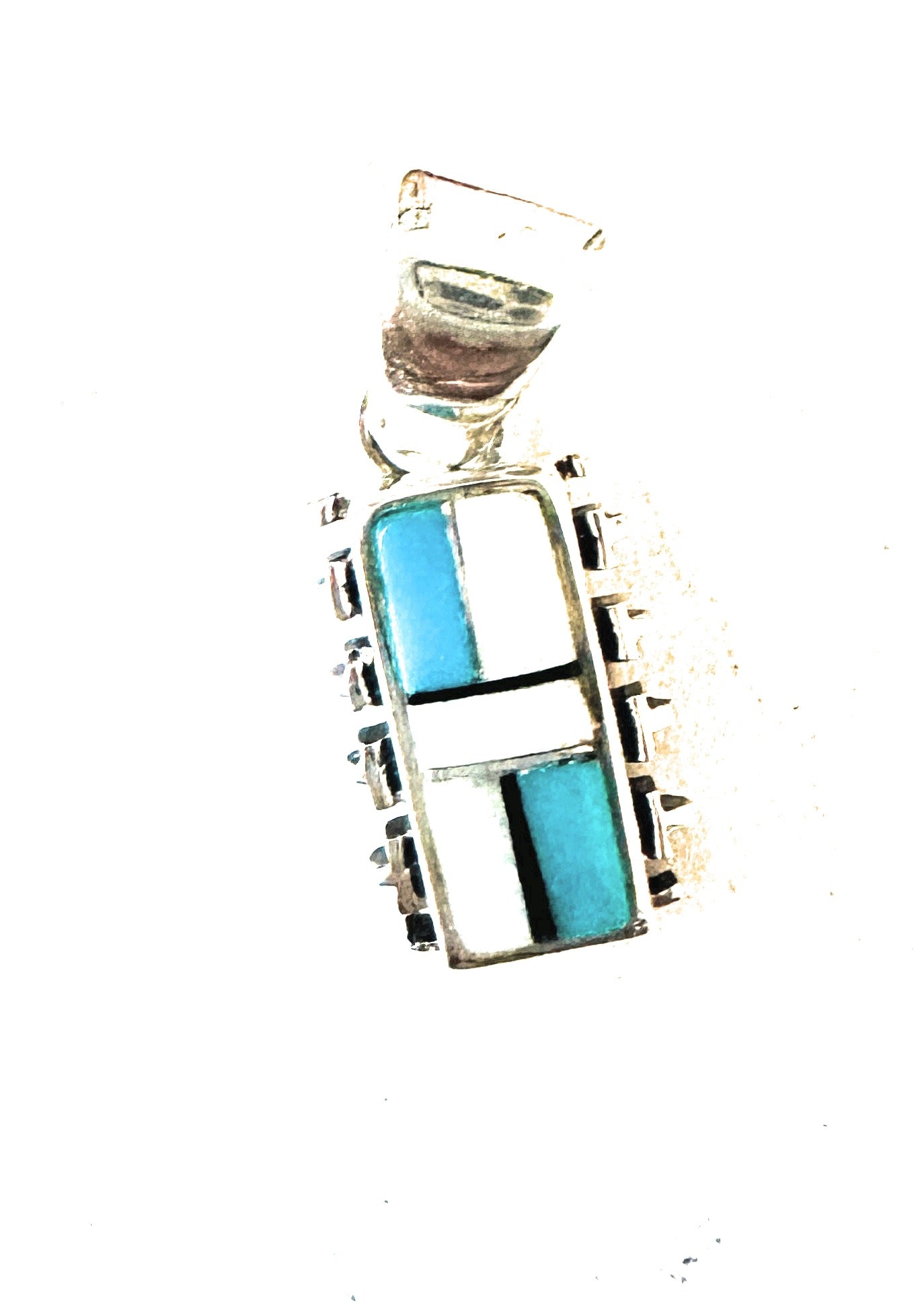 Navajo Multi Stone & Sterling Silver Inlay Pendant