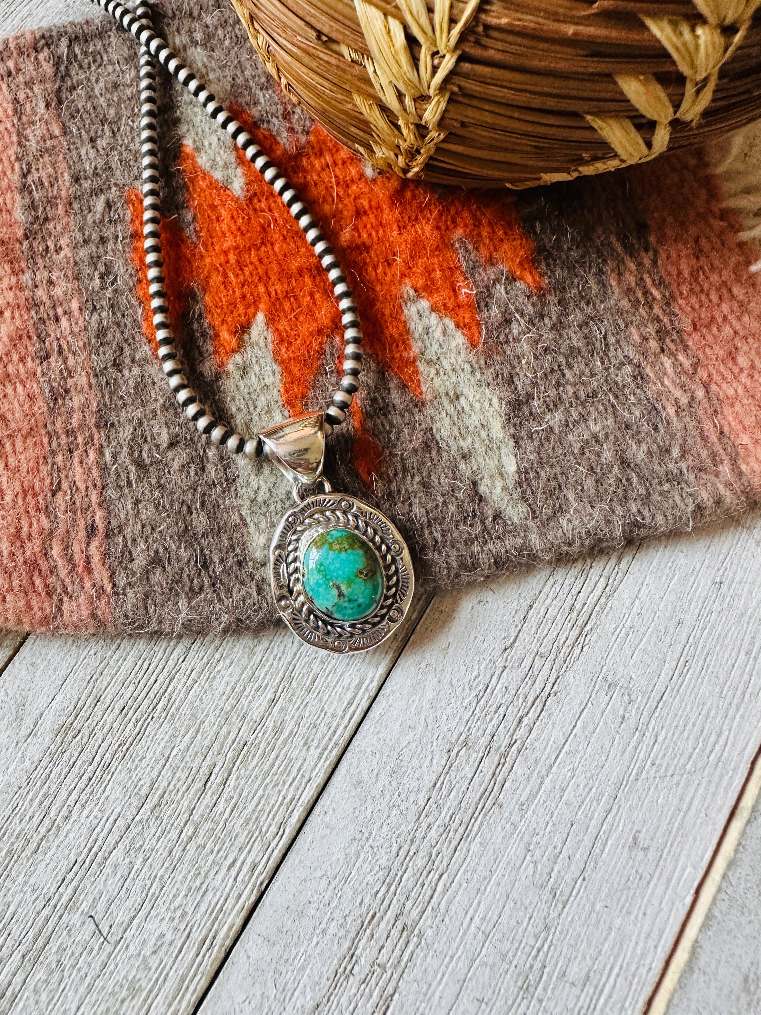 Navajo Turquoise and Sterling Silver Pendant