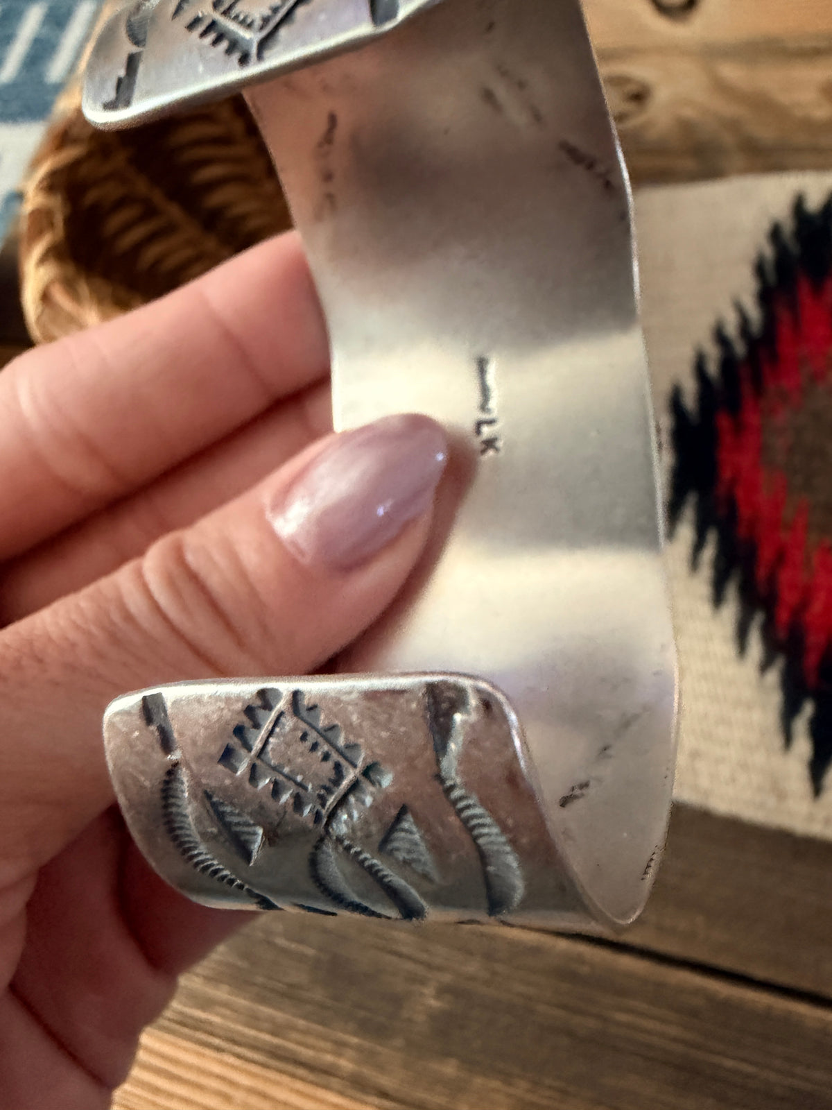 Handcrafted Turquoise & Sterling Silver Cross Cuff Bracelet by Larry Kaye