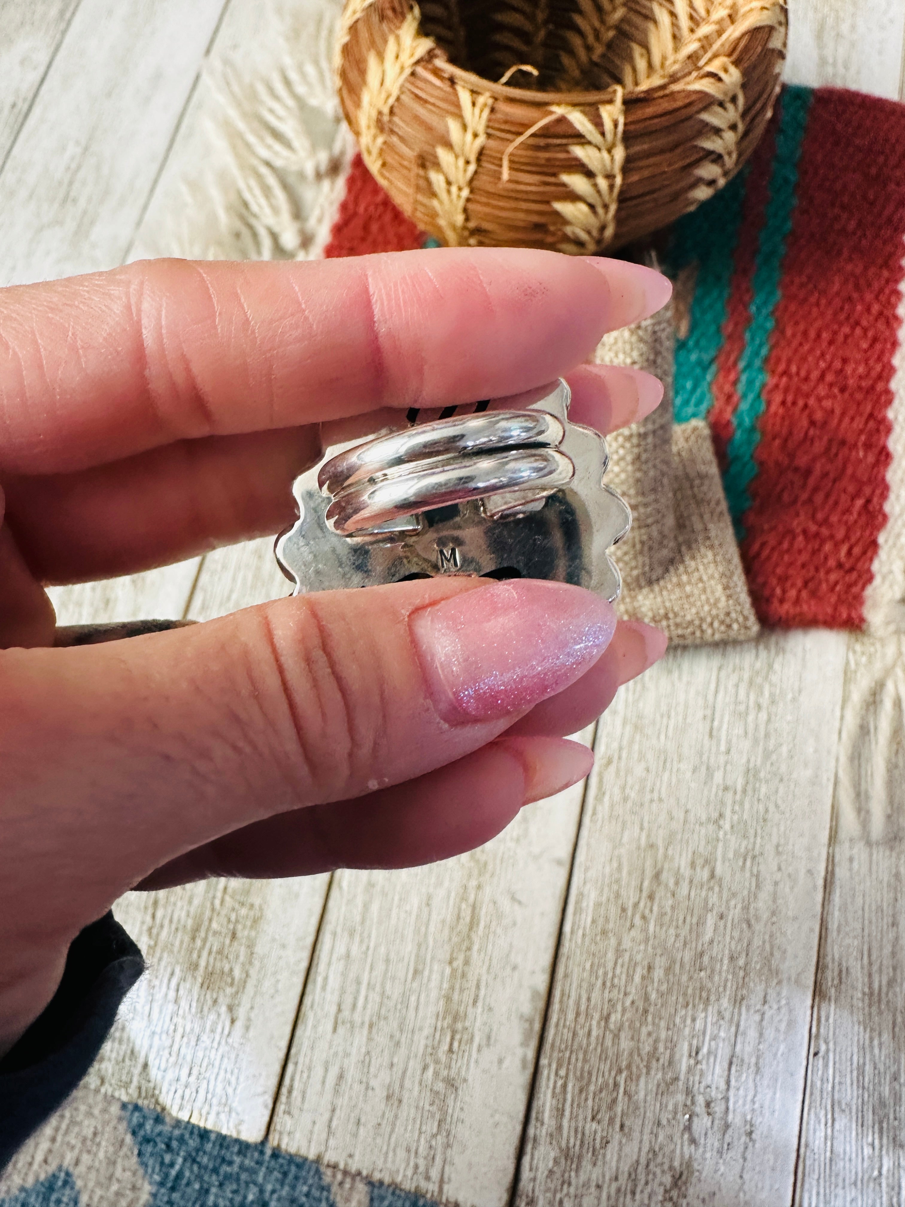 Handcrafted Palomino Turquoise & Sterling Silver Ring size 7.5