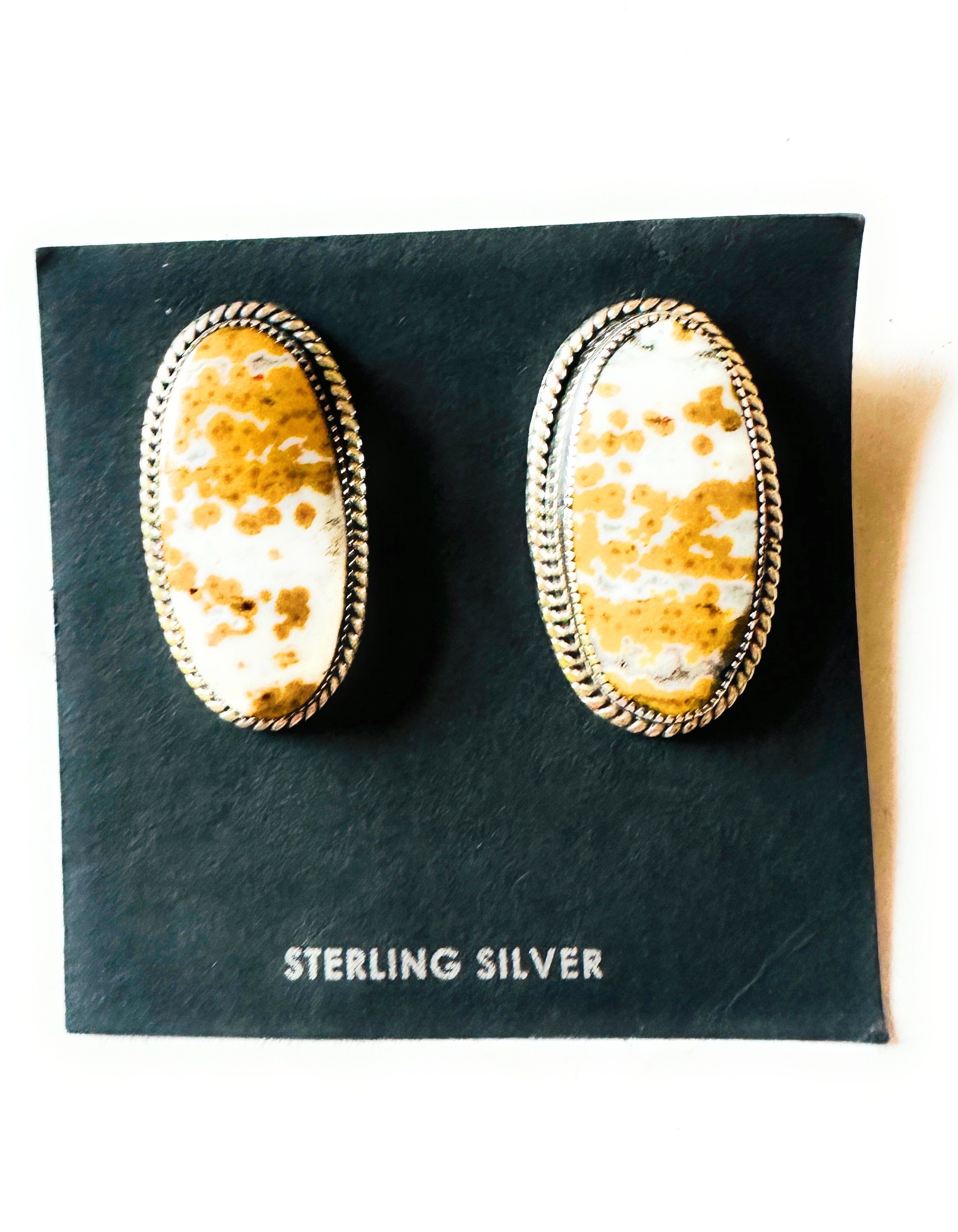 Navajo Jasper Sterling Silver Post Earrings Signed