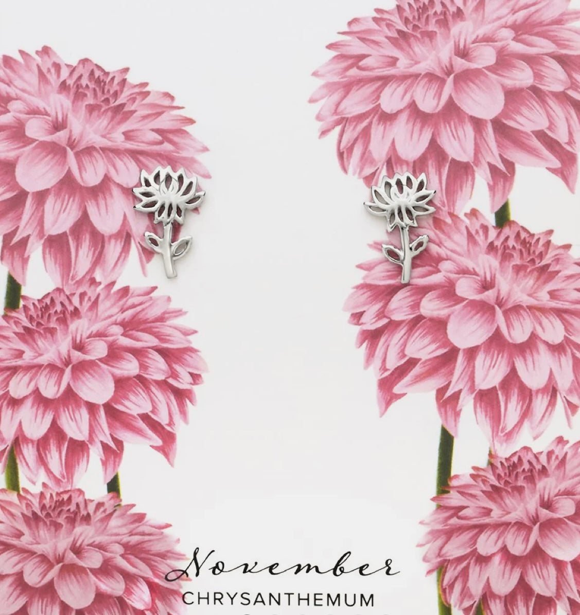 Sterling Silver Birthday Flower Stud Earrings November