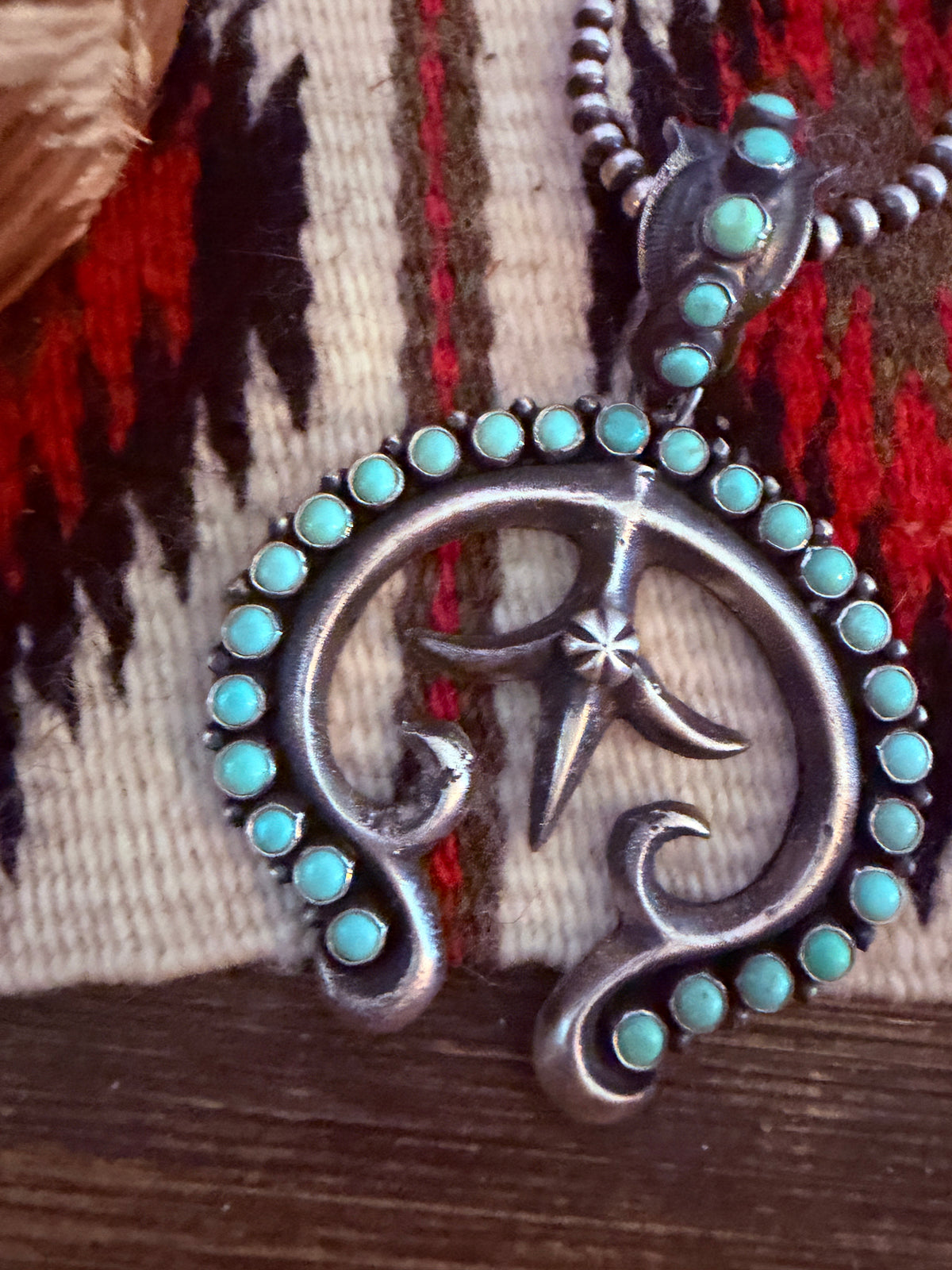 Handcrafted Sterling Silver & Turquoise Naja Pendant by Shawn Cayatineto