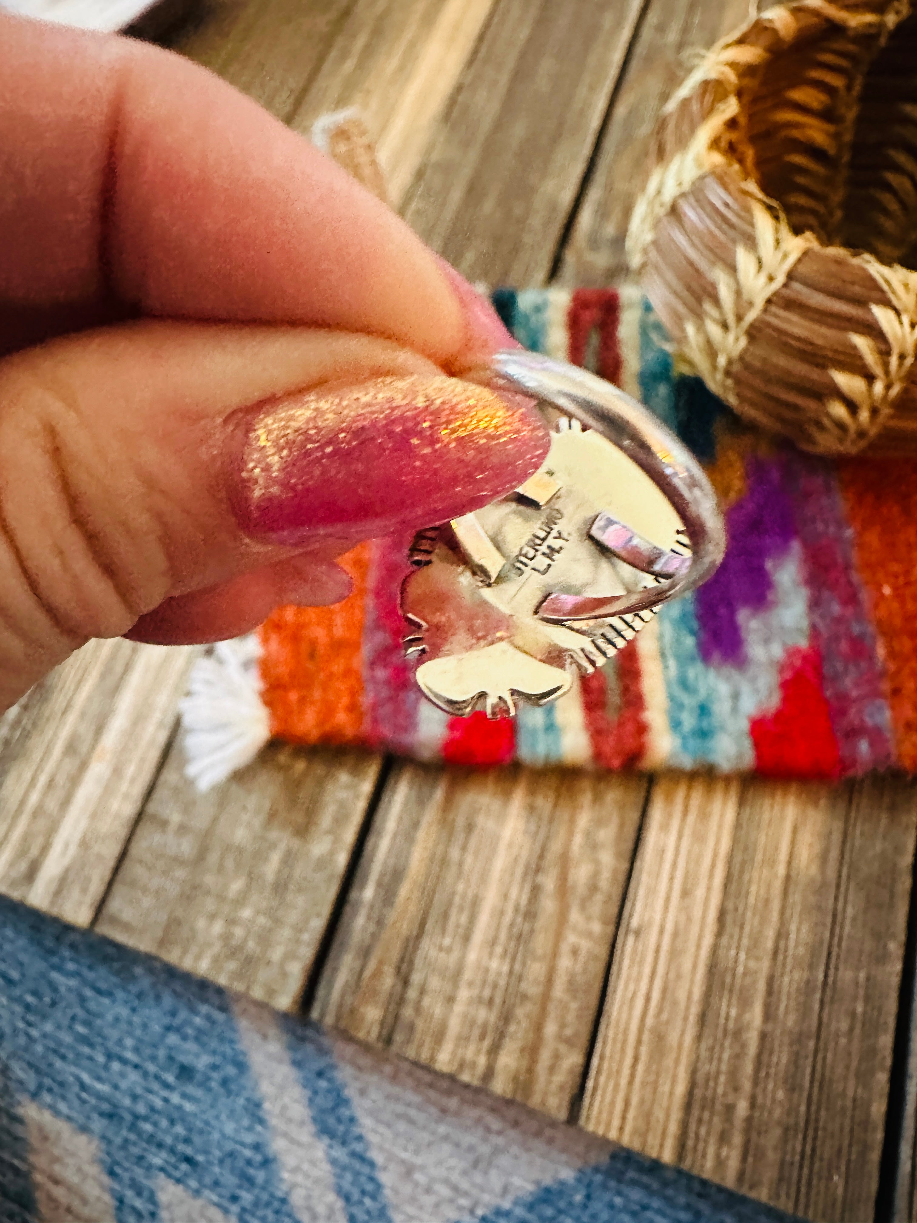 Handcrafted Sonoran Mountain Turquoise & Sterling Silver Ring size 8