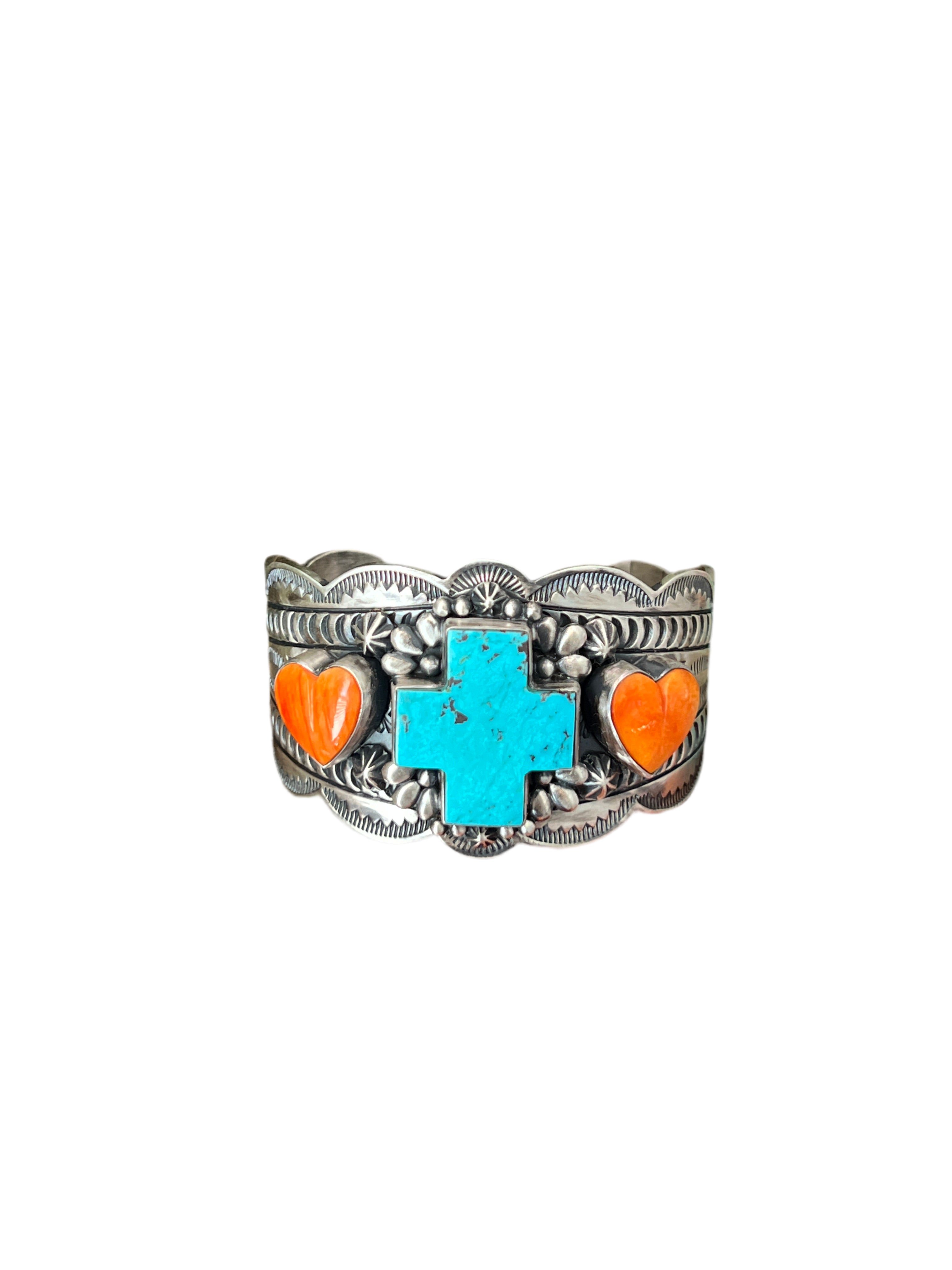 Handcrafted Sterling Silver, Kingman Turquoise and Spiny Oyster Santa