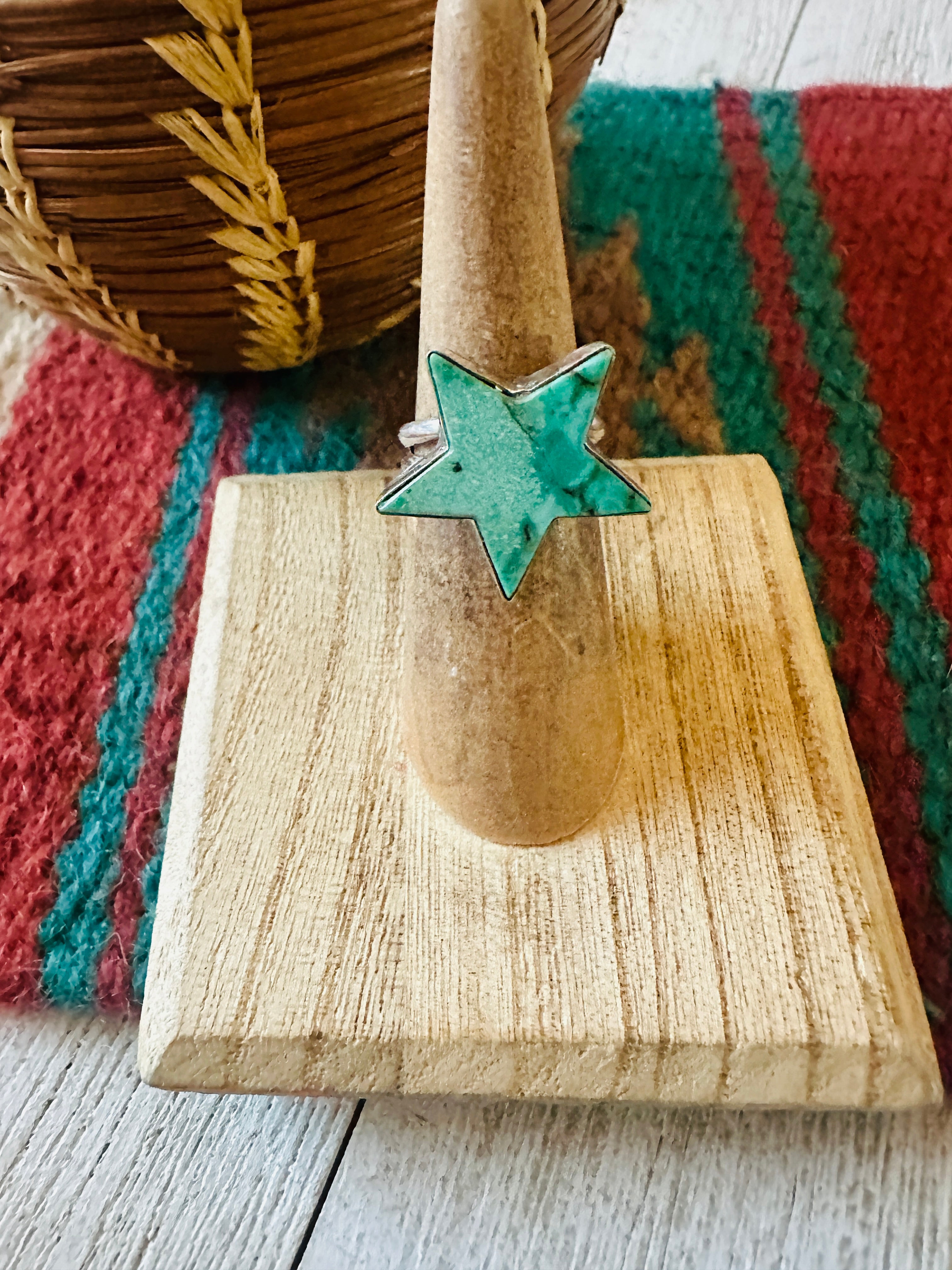 Navajo Sterling Silver & Turquoise Star Ring