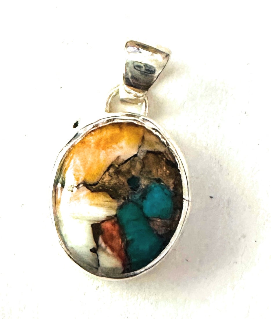 Navajo Multi Stone Spice & Sterling Silver Pendant