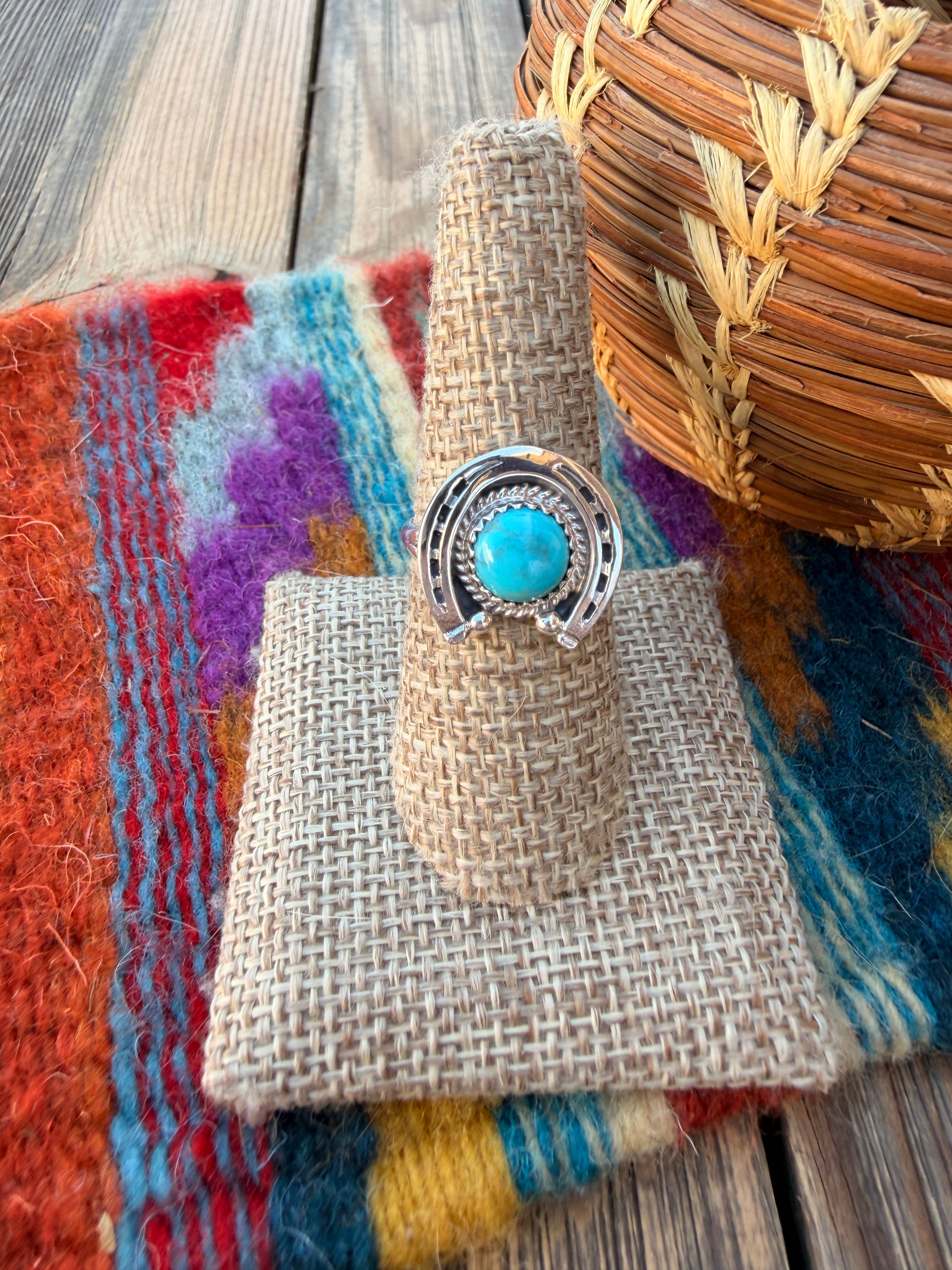 Handcrafted Turquoise & Sterling Silver Horseshoe Ring