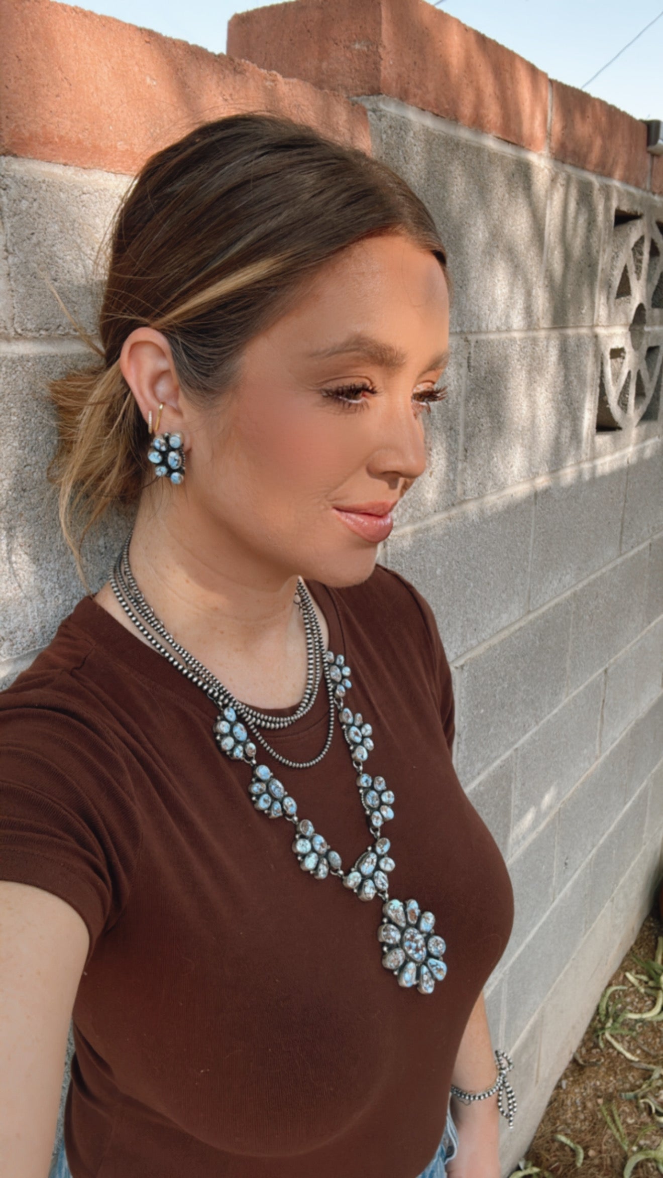 Navajo Golden Hills Turquoise & Sterling Silver Necklace Set by Sheila Becenti