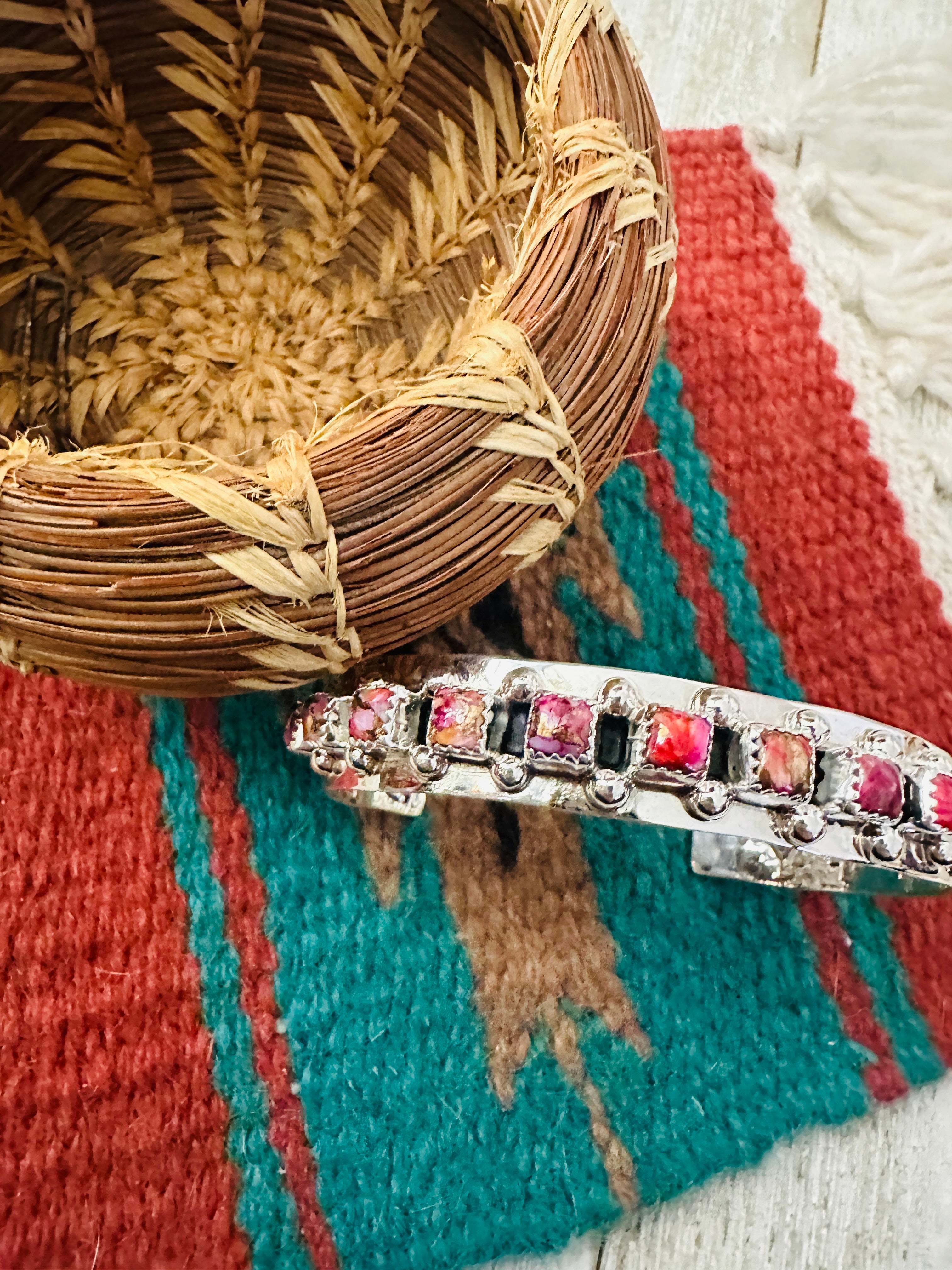 Handcrafted Sterling Silver & Pink Mojave Cuff Bracelet