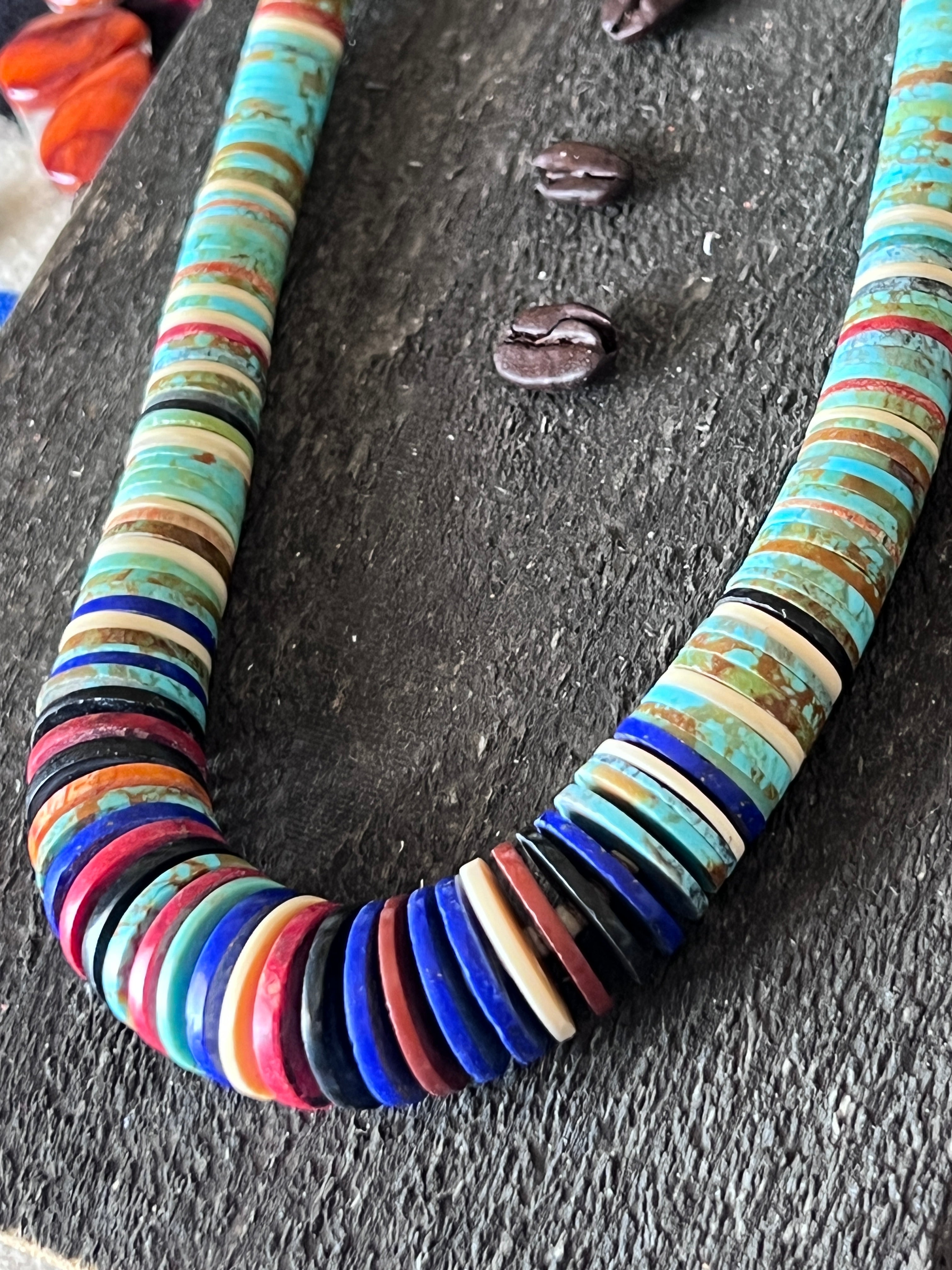 Ronald Chavez Handcrafted Multistone Heishi Beaded Santo Domingo Neckl
