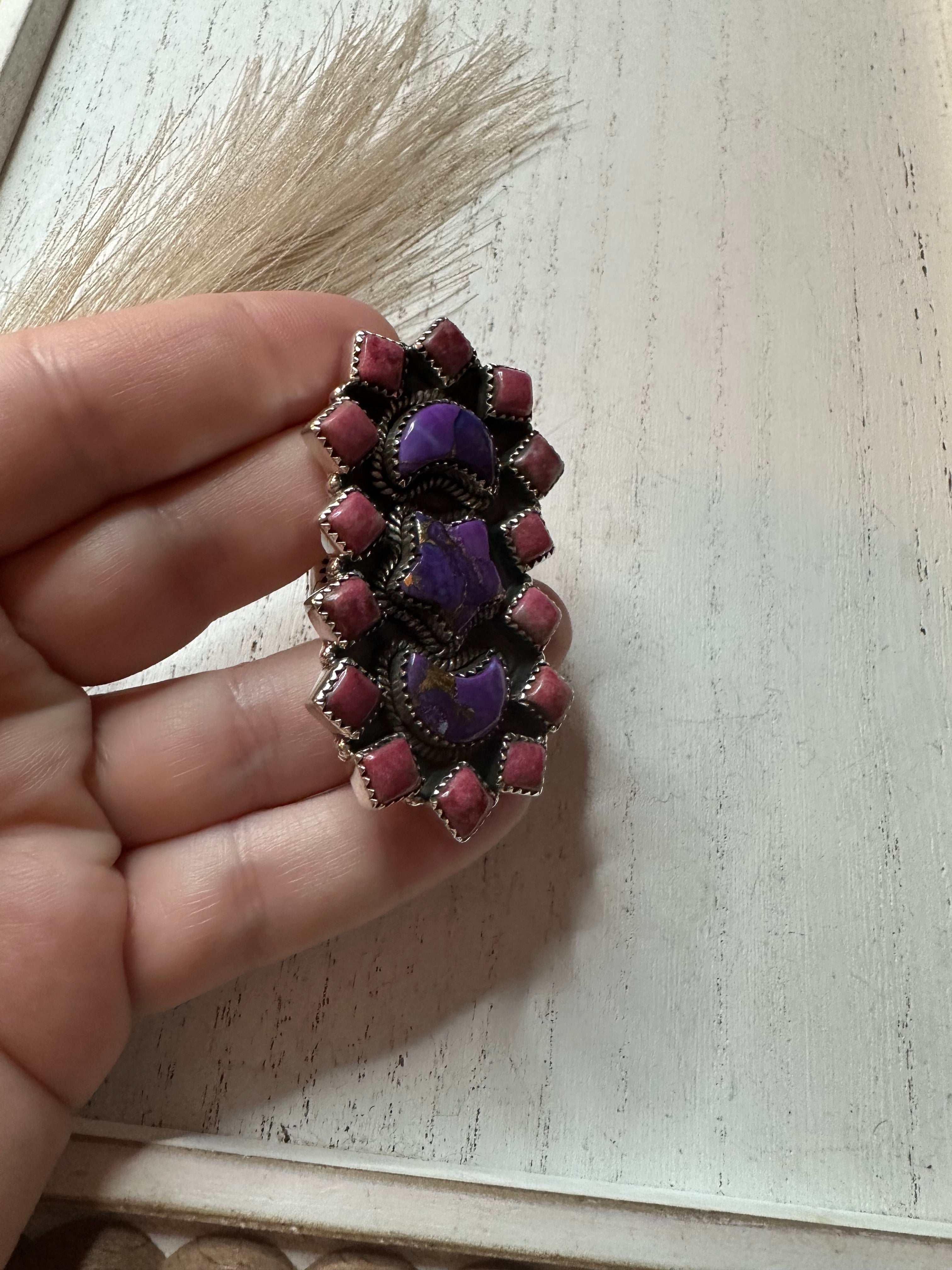 “Nizhoni Moon Star” Pink & Purple Mohave & Sterling Silver Adjustable Ring