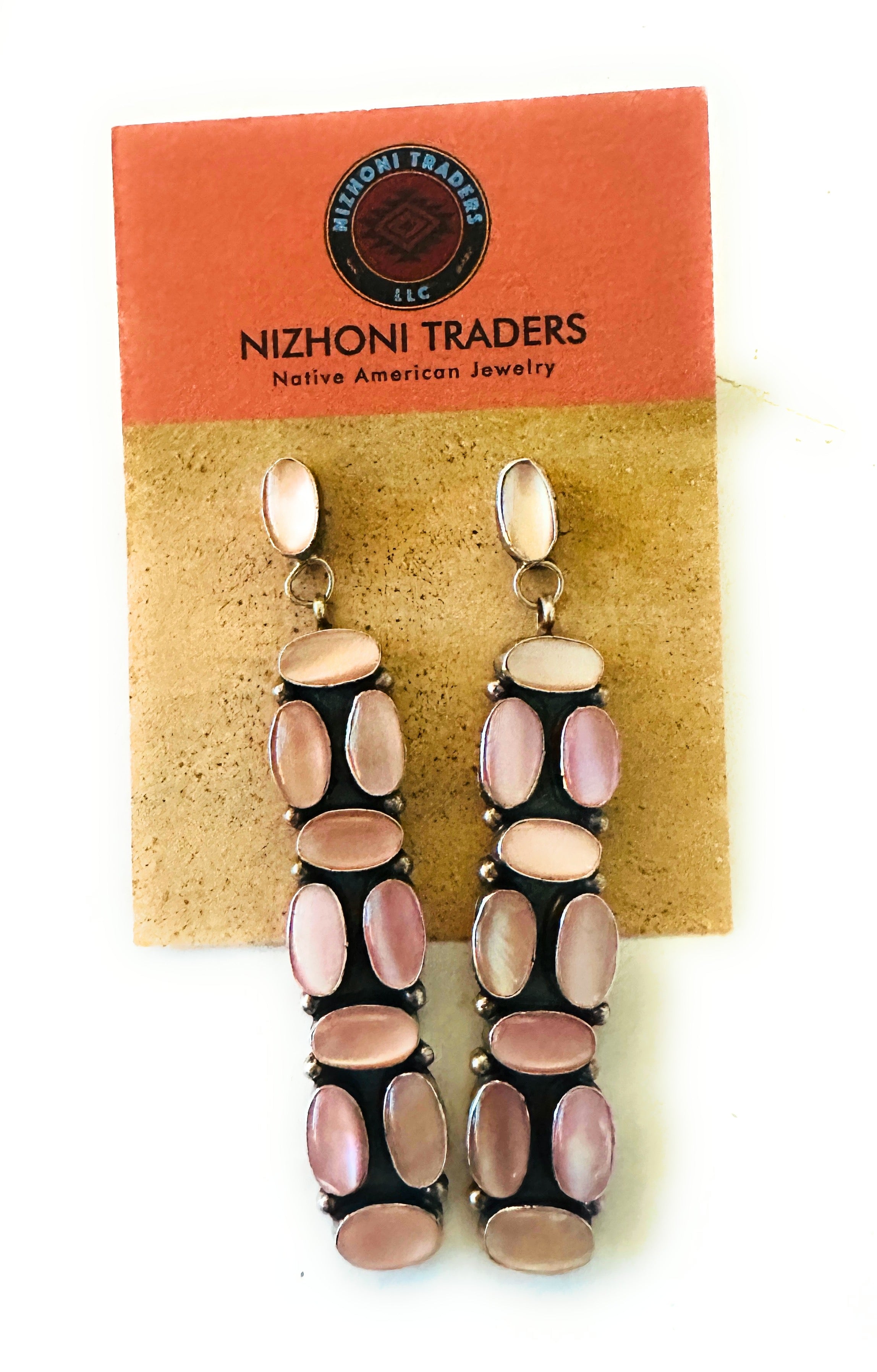 Navajo Mother of Pearl & Sterling Silver Dangle Earrings