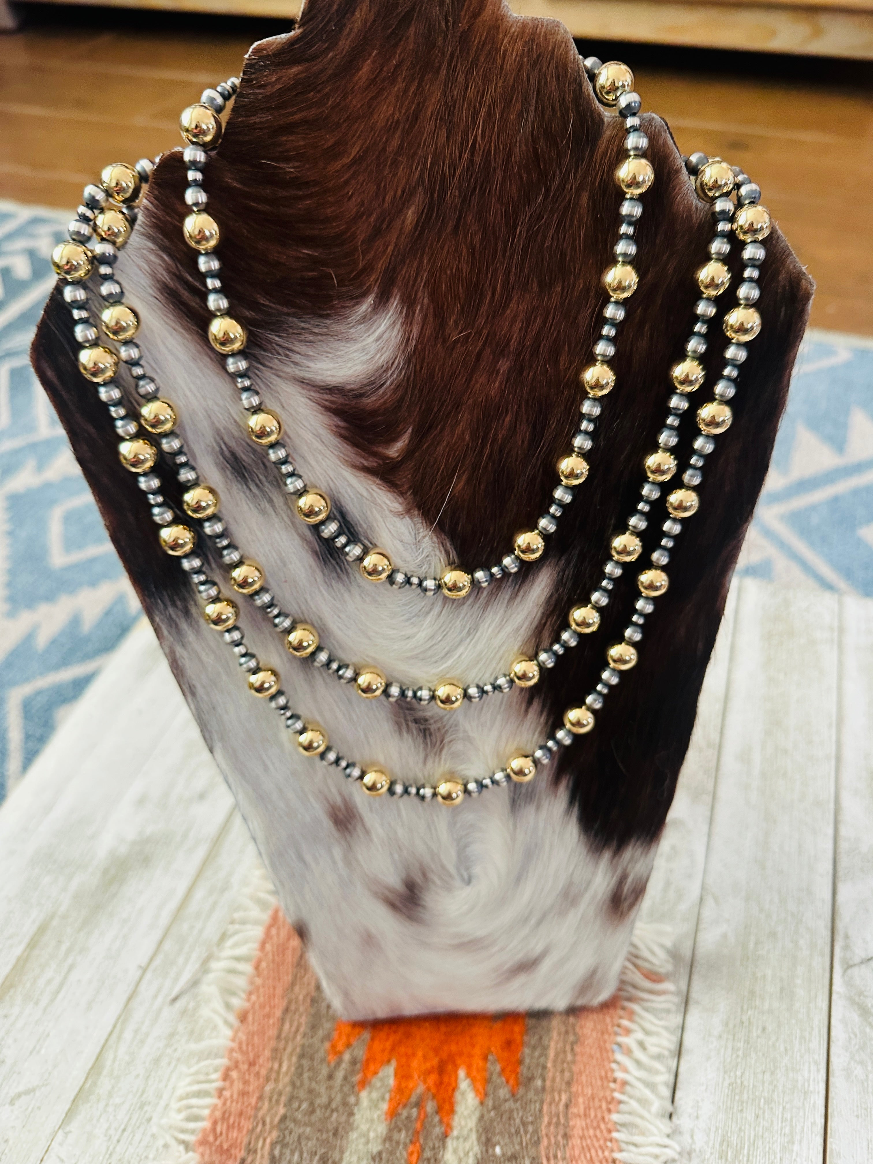 Handcrafted Sterling Silver & Gold Beaded Necklace