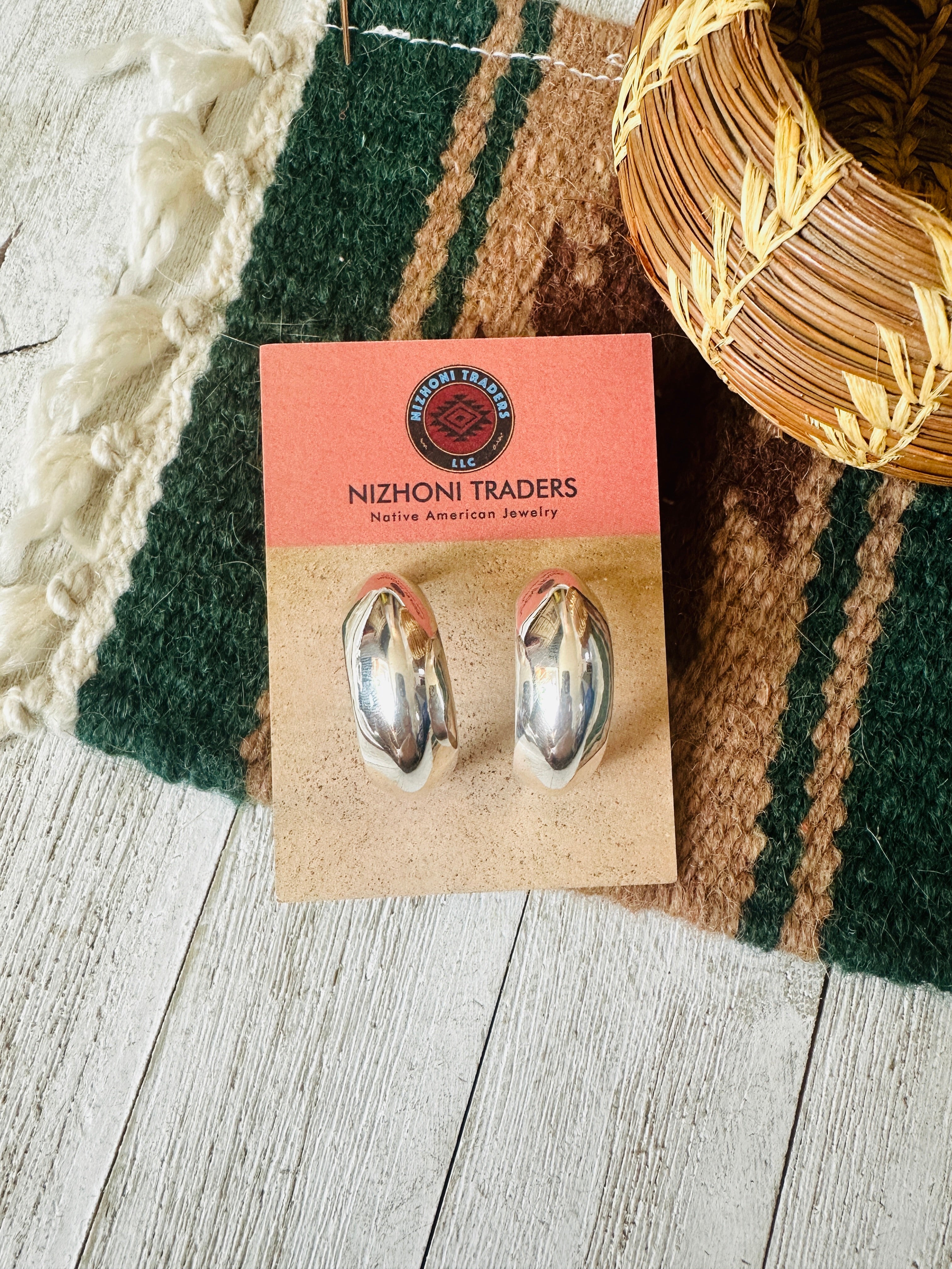 Navajo Sterling Silver Hoop Earrings