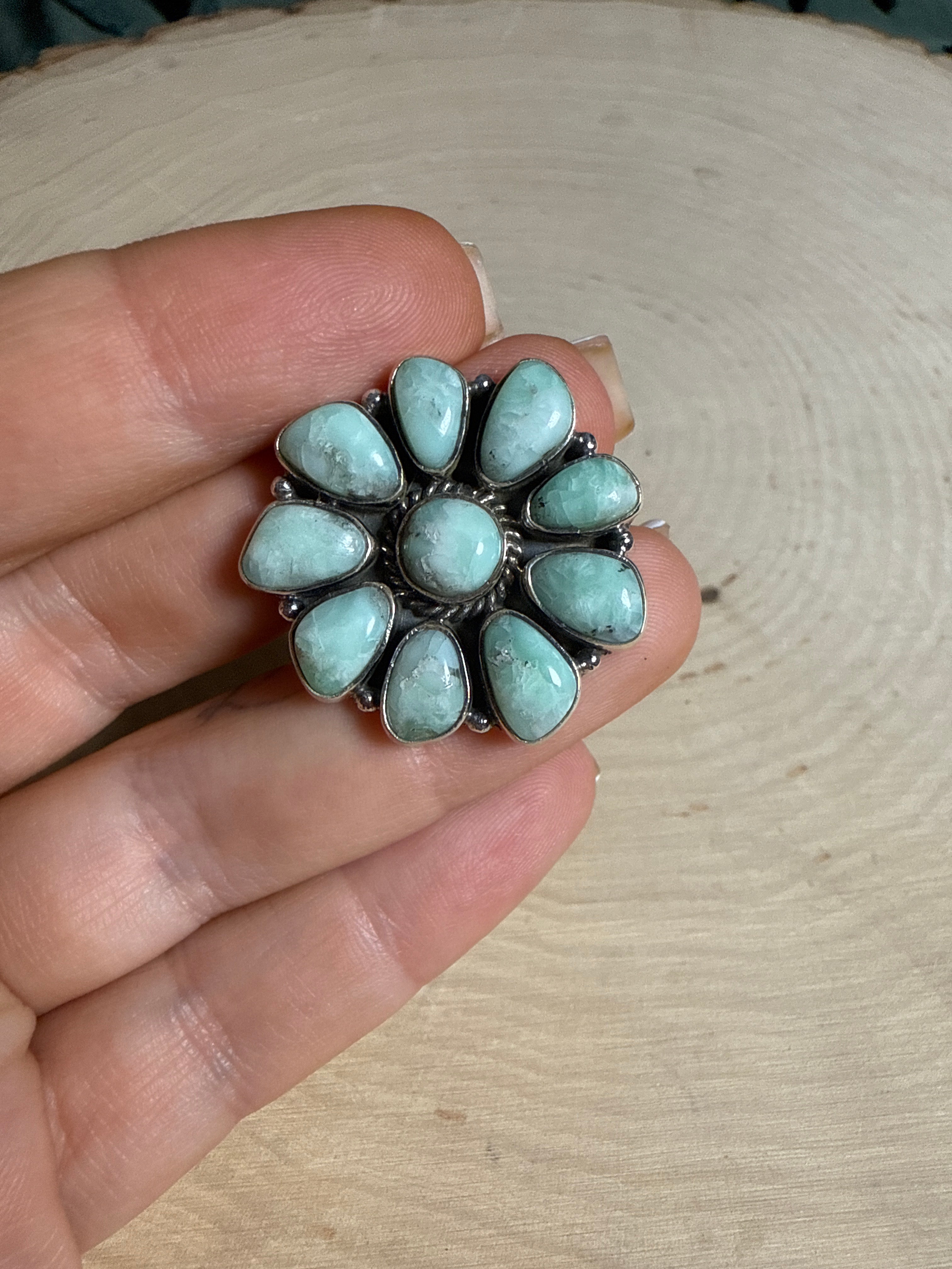 Handmade Paloma Turquoise & Sterling Adjustable Ring
