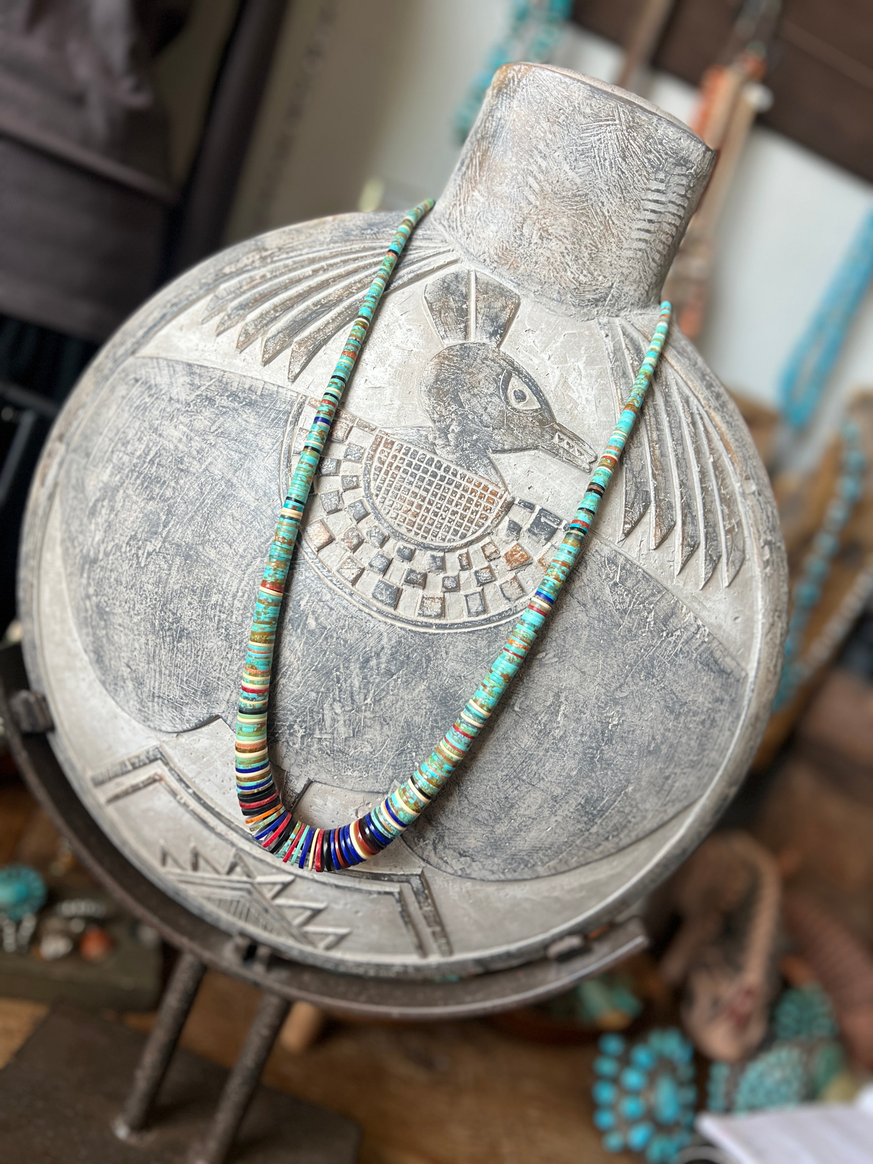 Ronald Chavez Handcrafted Multistone Heishi Beaded Santo Domingo Neckl