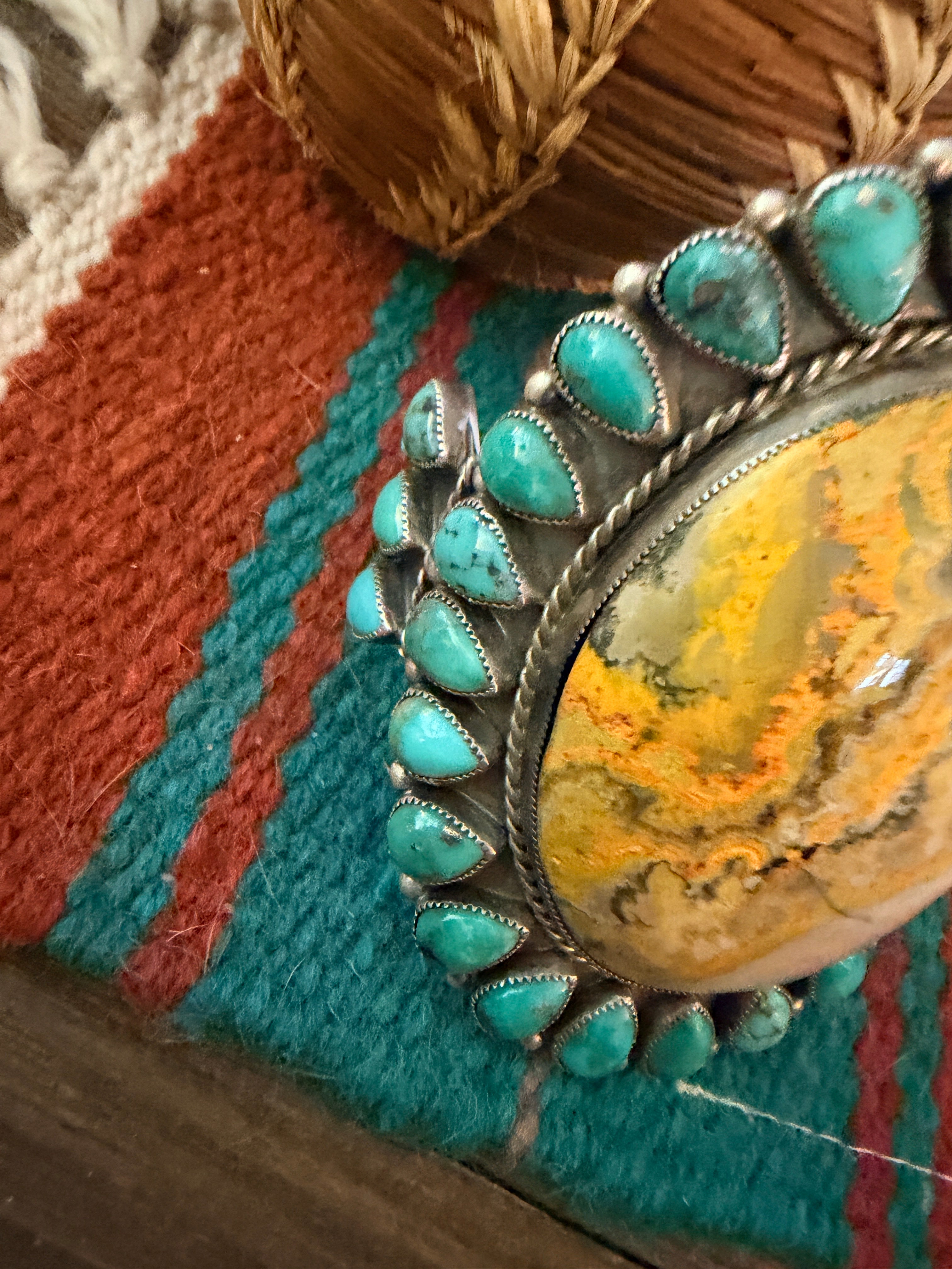 Handcrafted Sterling Silver, Turquoise & Bumblebee Cuff Bracelet