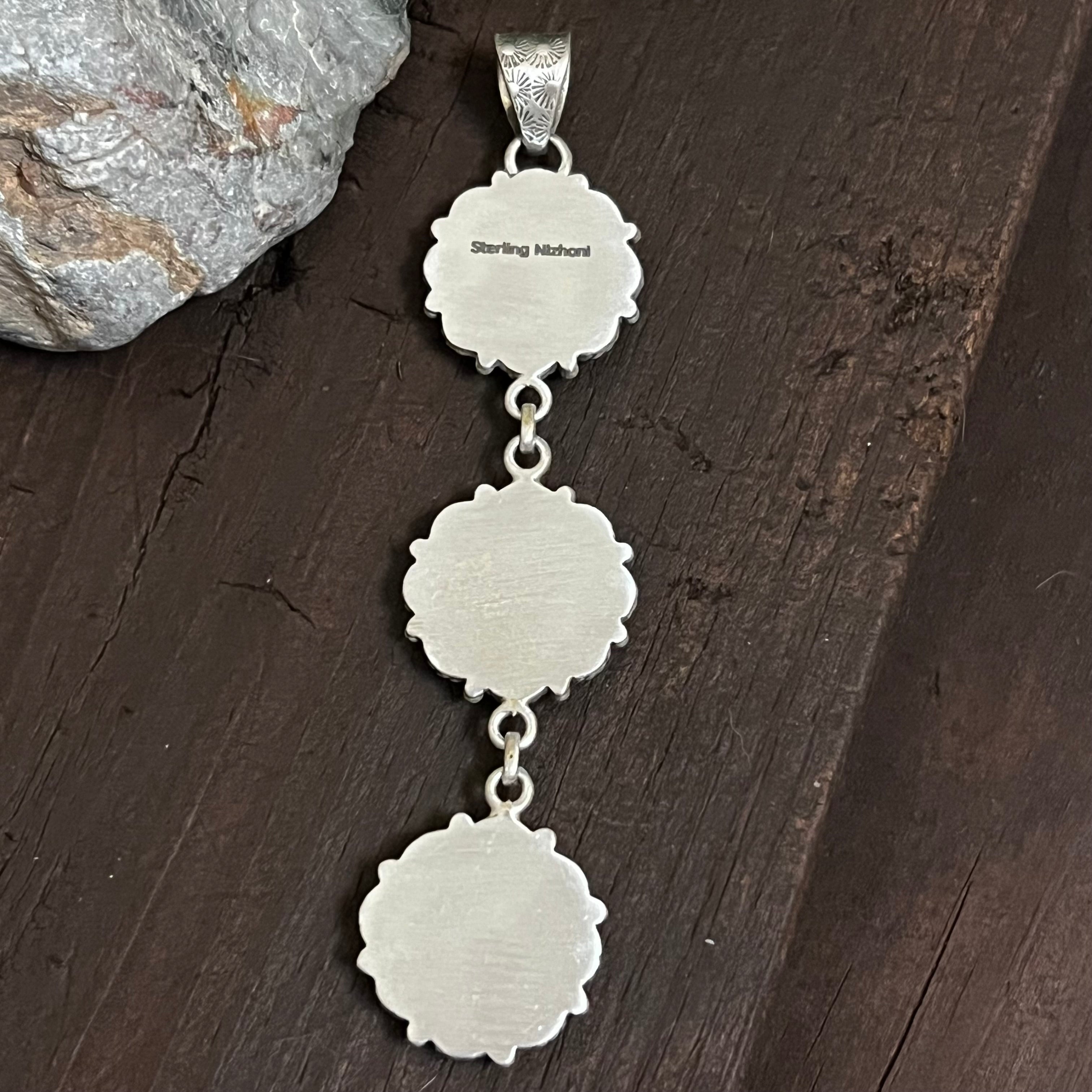 Handmade Sterling Silver & Turquoise 3-Layer Cluster Pendant