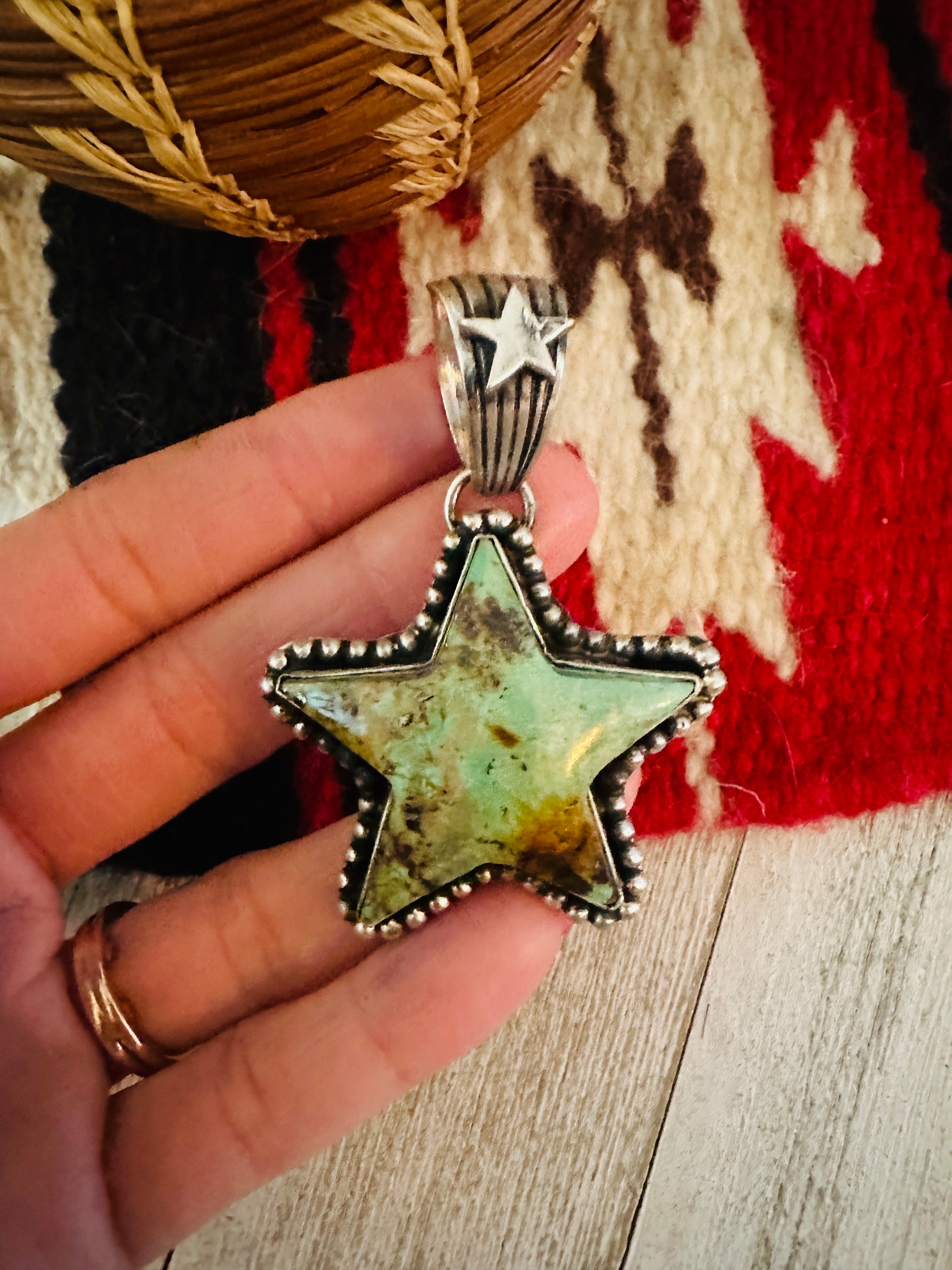 Navajo Turquoise and Sterling Silver Star Pendant