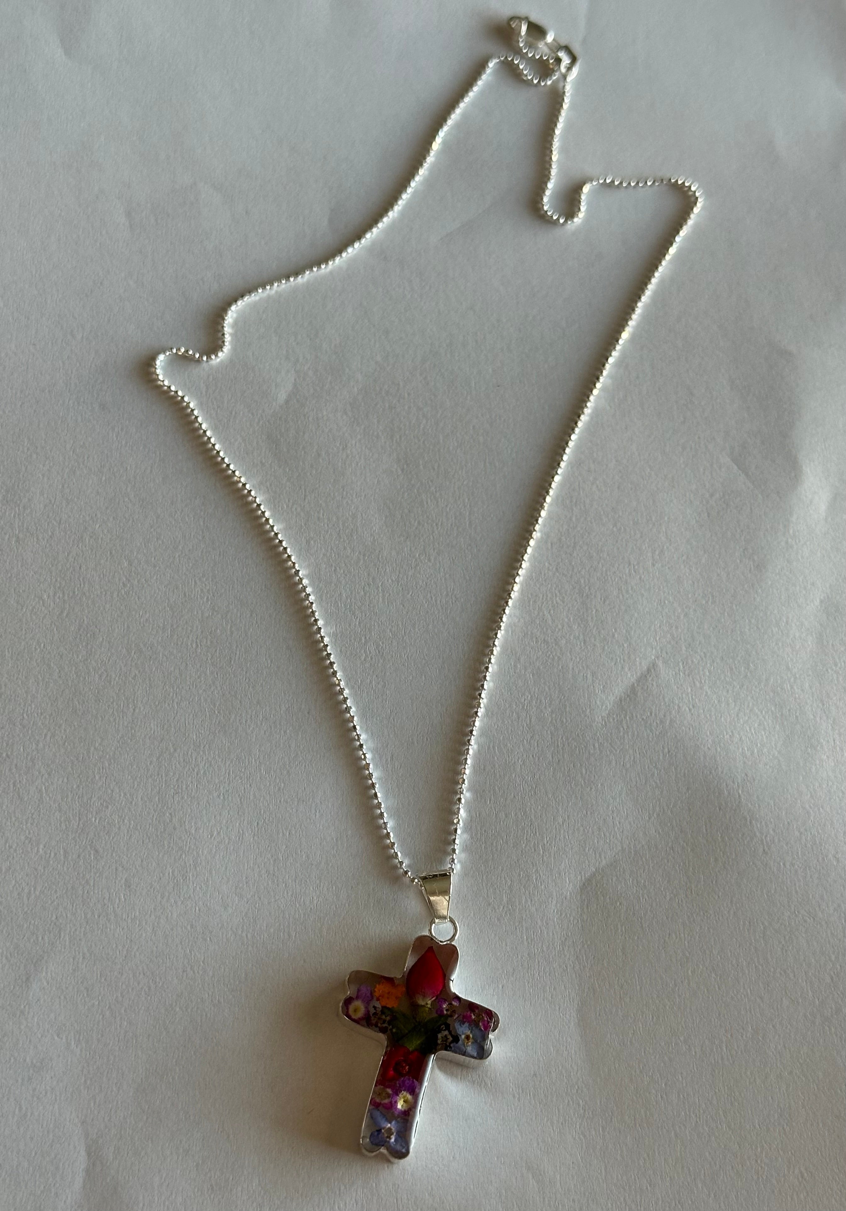 Primavera Cross Pendant Sterling Silver Necklace