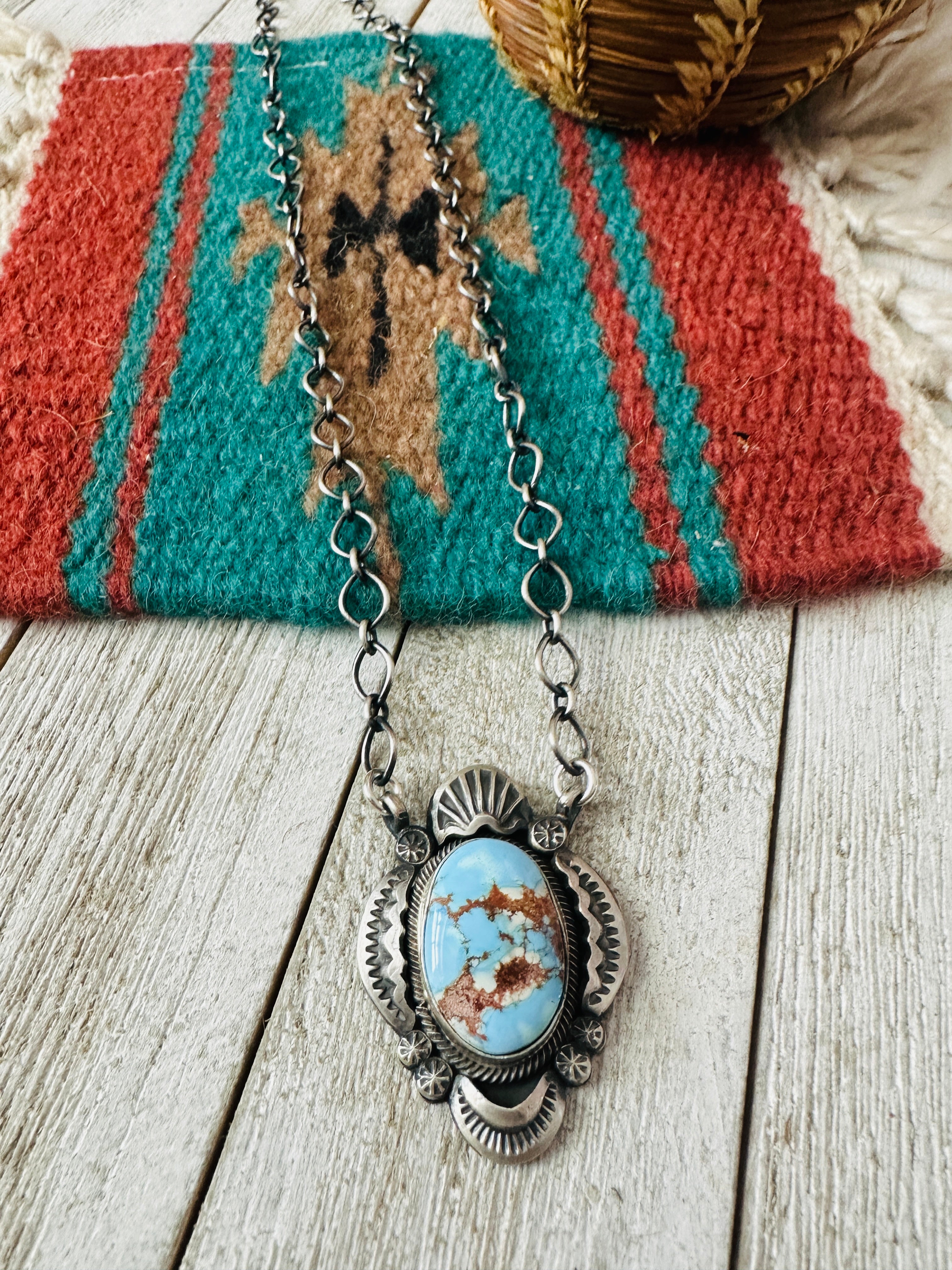 Handcrafted Sterling Silver & Golden Hills Turquoise Necklace