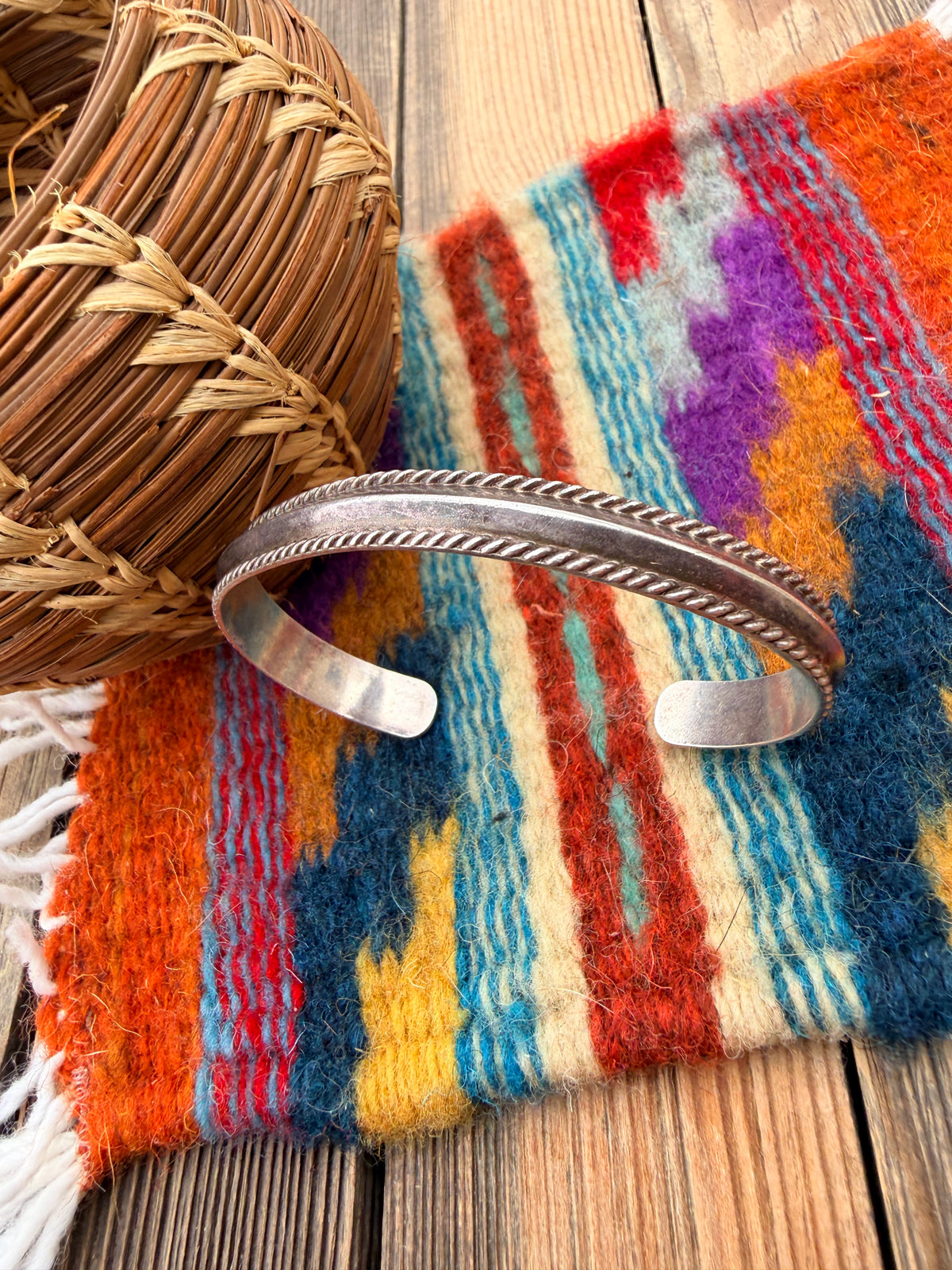 Handcrafted Old Pawn Sterling Silver Cuff Bracelet