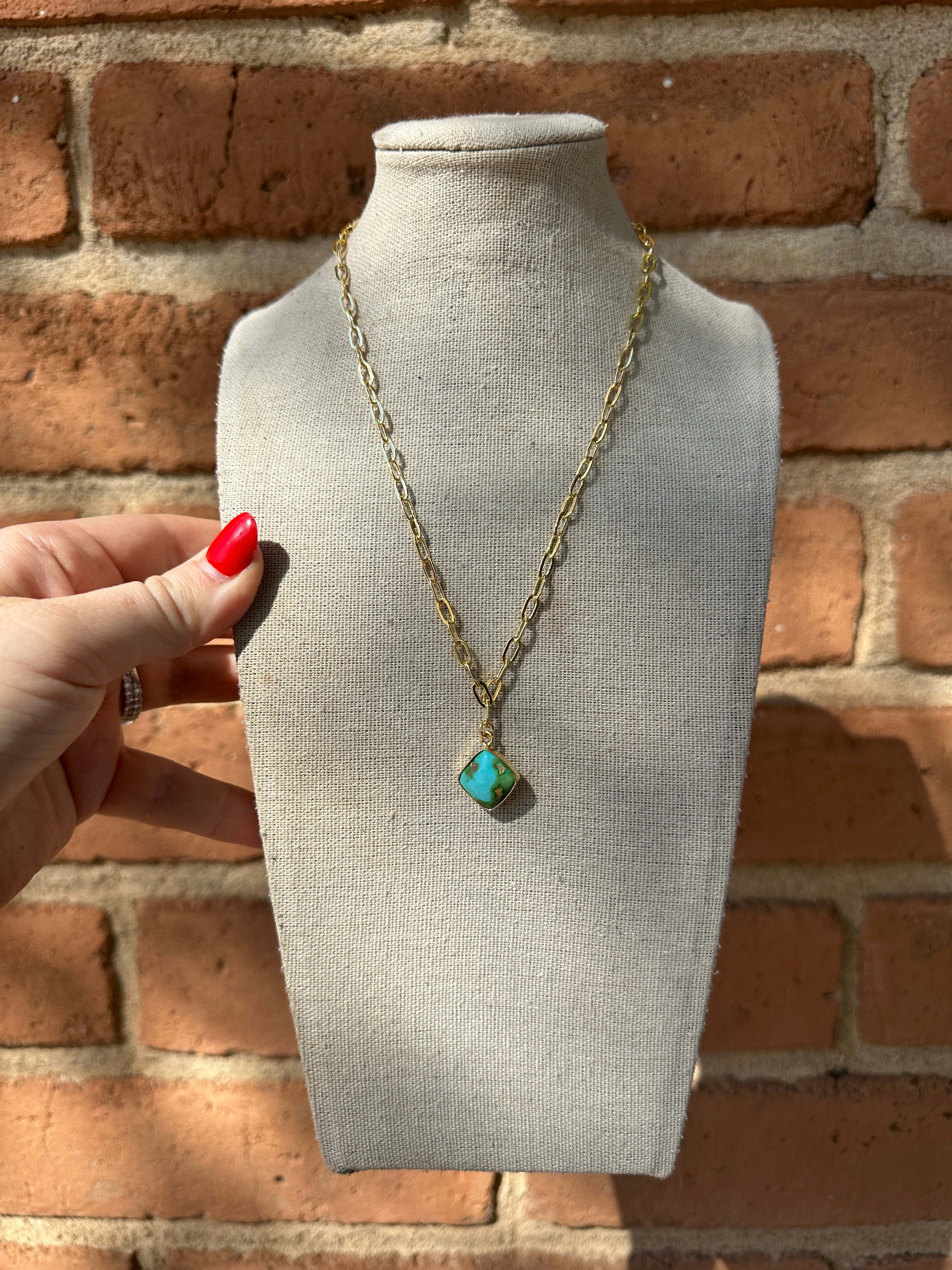 “The Golden Collection” THE SONORAN Handmade Natural Sonoran Mountain Turquoise 14k Gold Plated Necklace