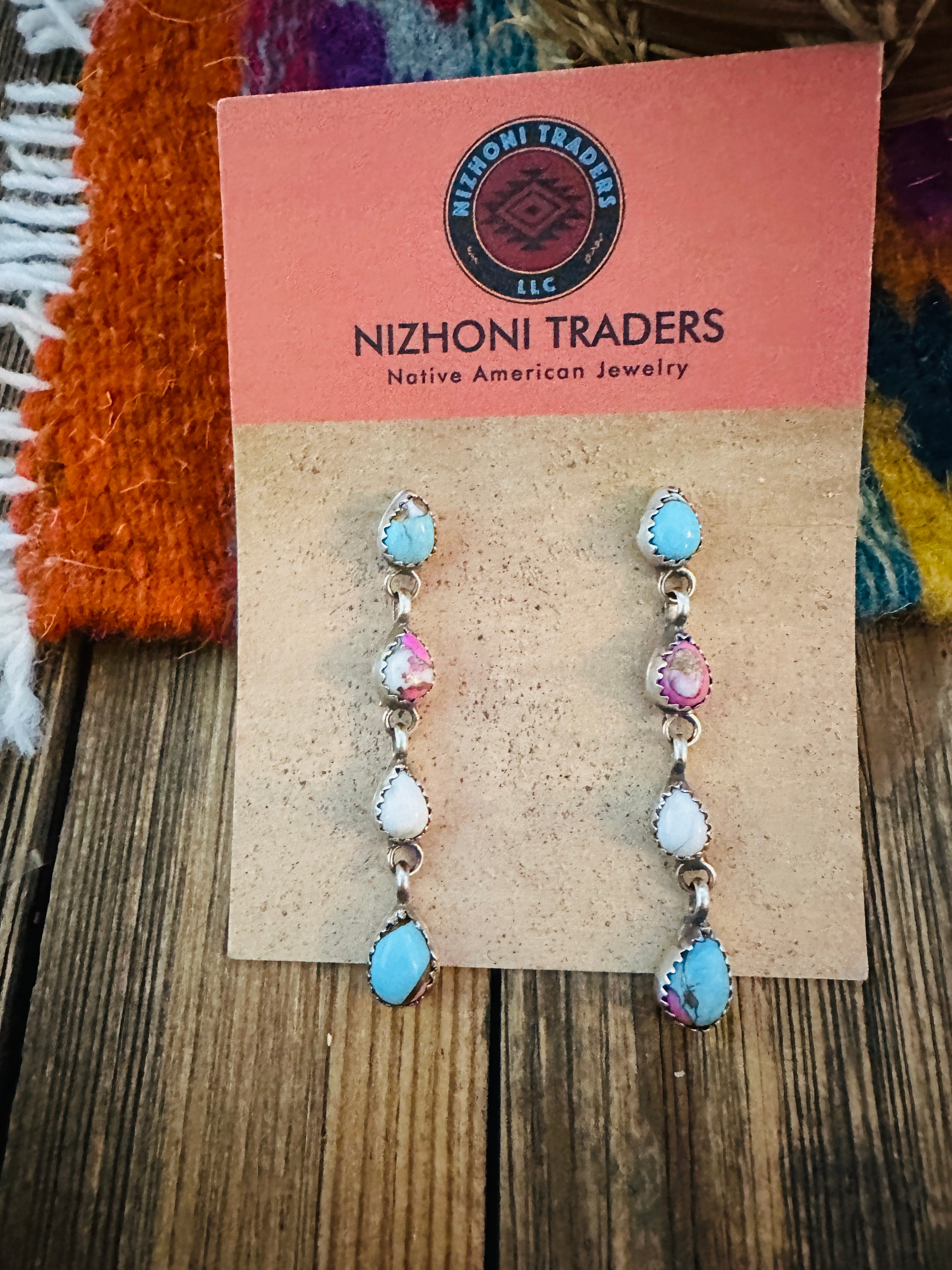 Handcrafted Multi Stone & Sterling Silver Dangle Earrings