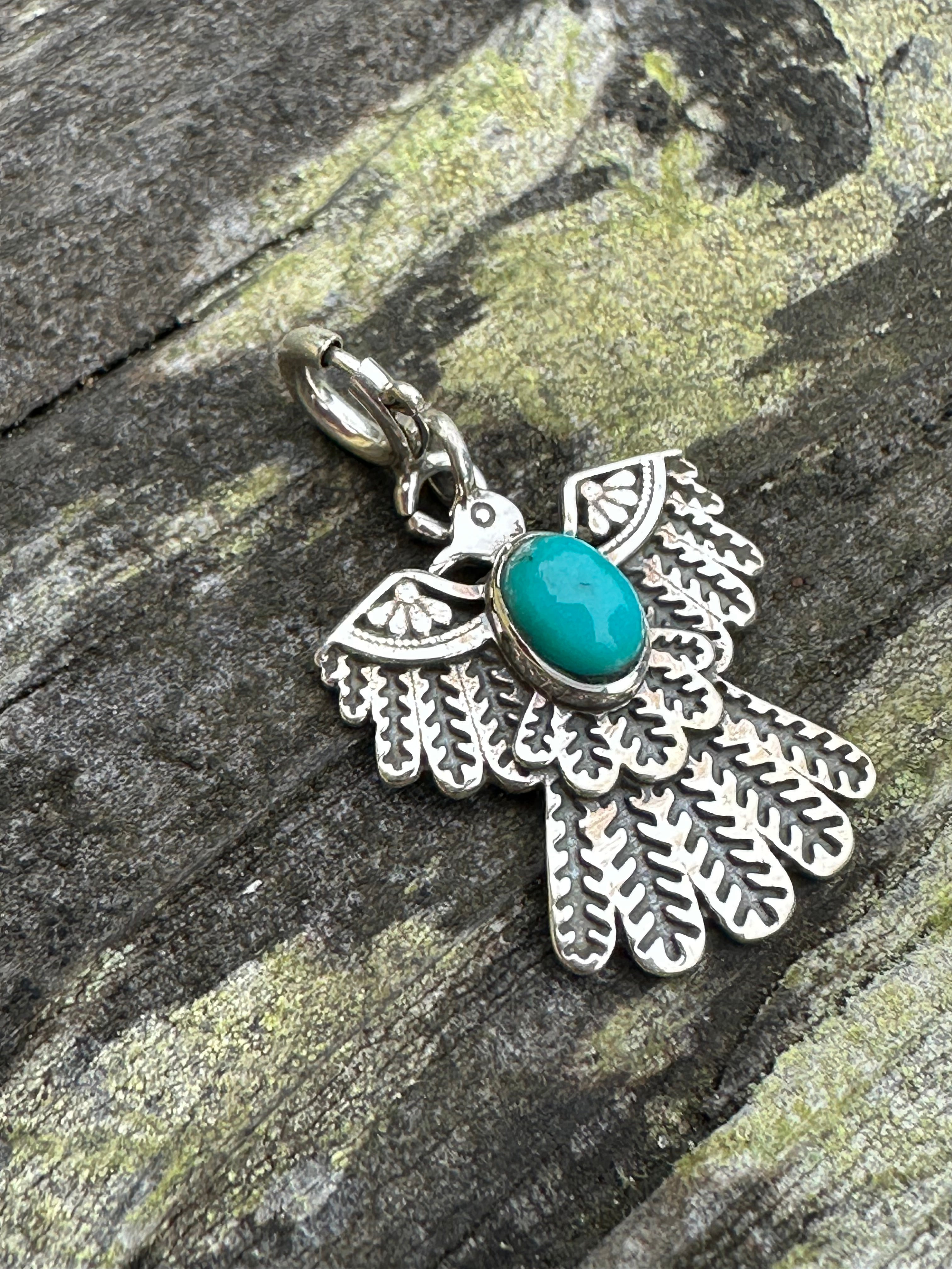 Sterling Silver and Turquoise Thunderbird Charm