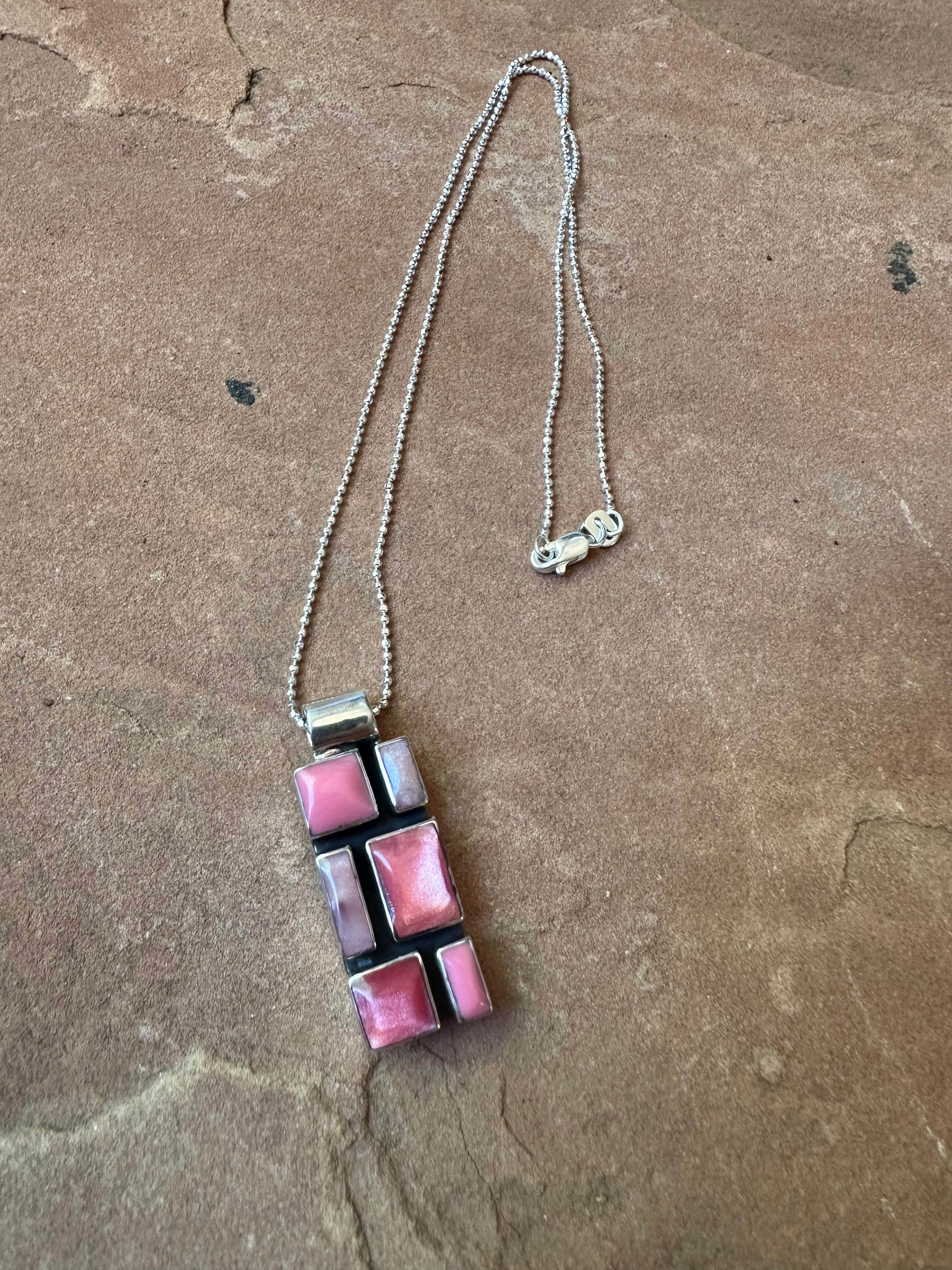 Beautiful Handmade Sterling Silver Rose Mosaic Necklace