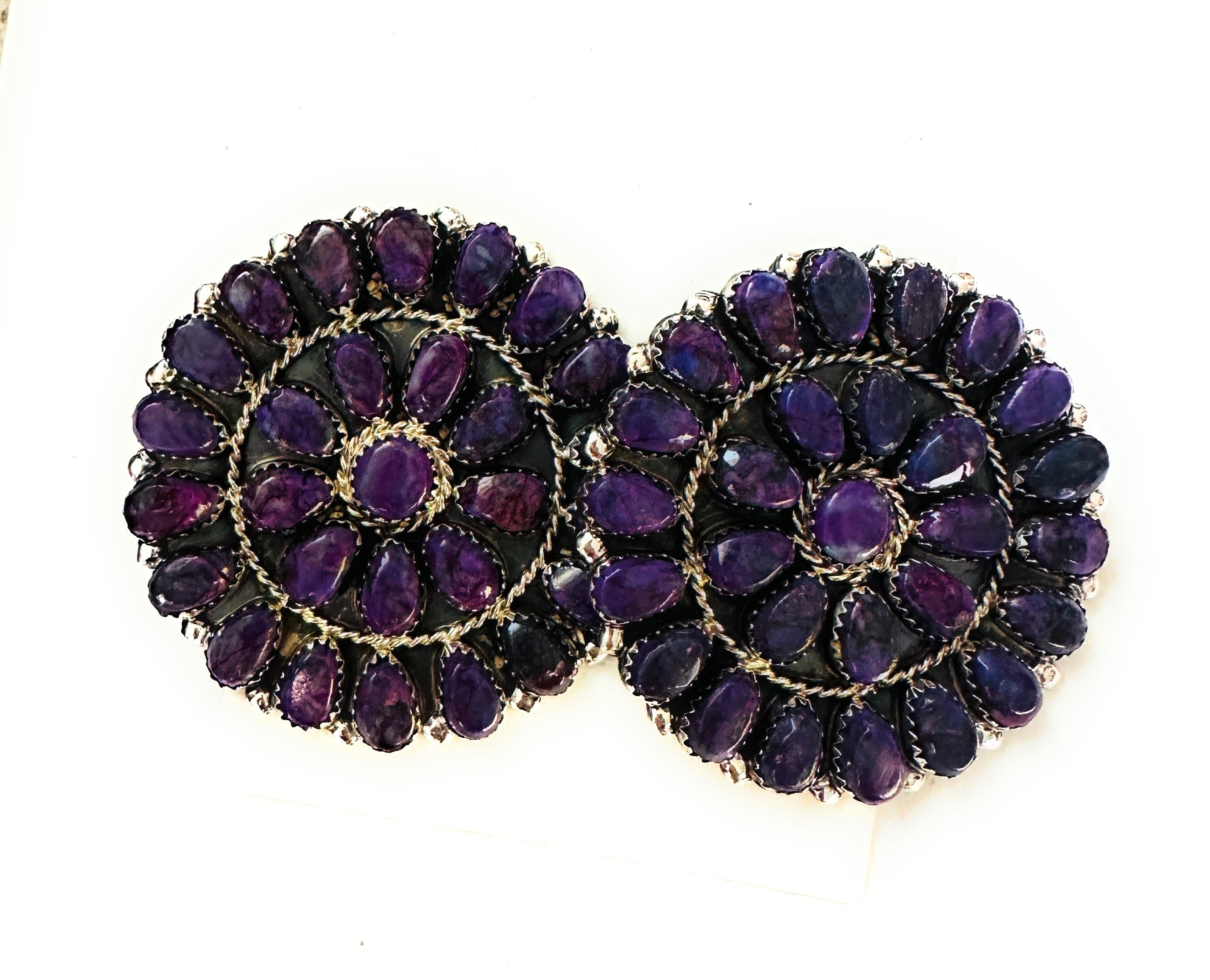 Navajo Purple Mojave And Sterling Silver Cluster Post Earrings