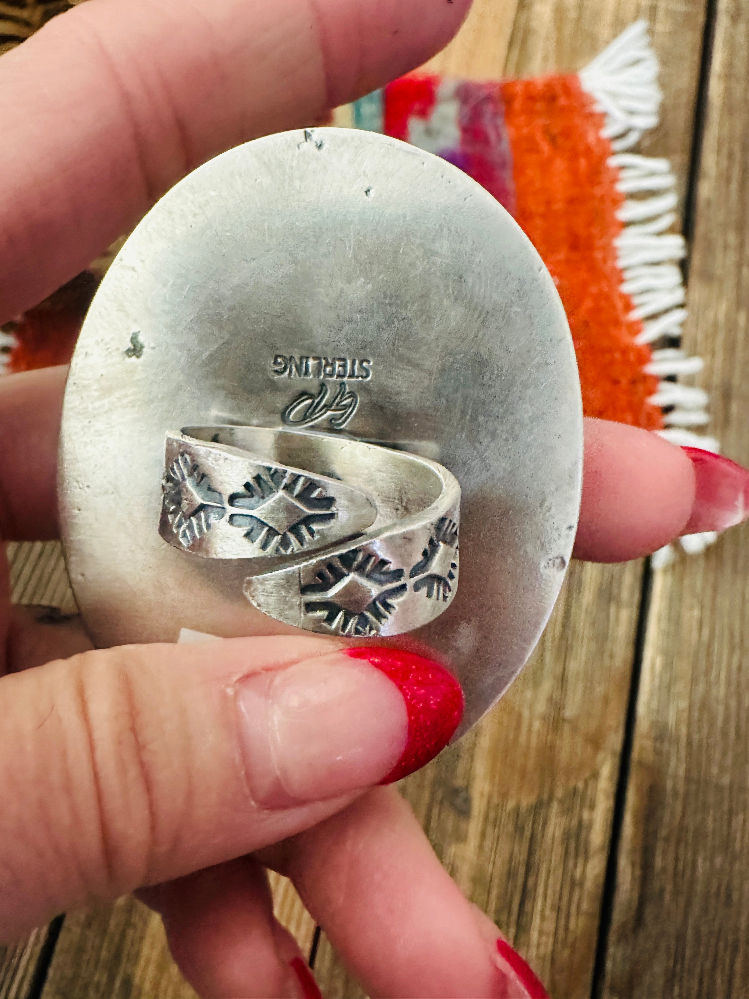 Handcrafted Blackjack Turquoise & Sterling Silver Adjustable Ring